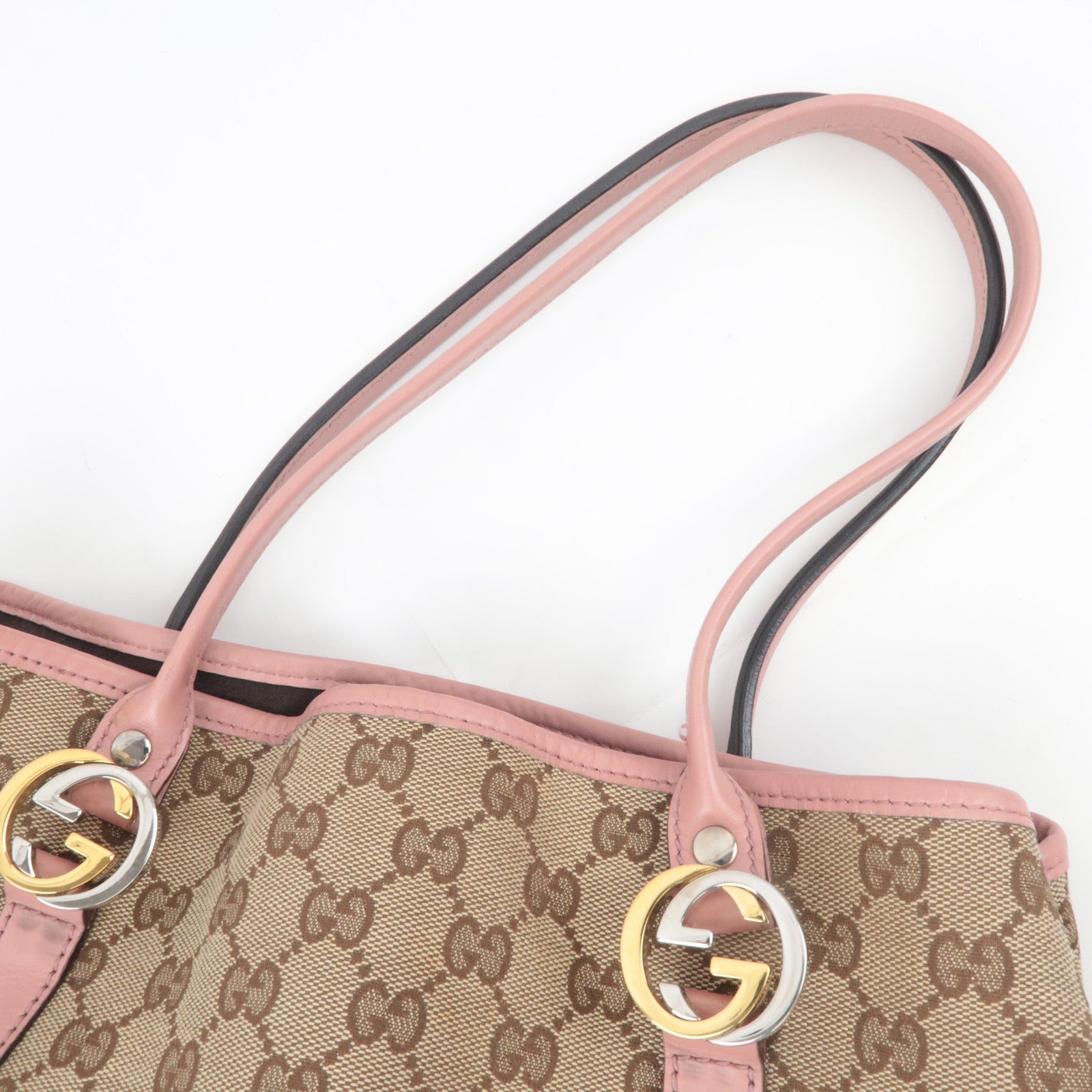 GUCCI GG Twins GG Canvas Tote Bag Beige Pink 232957