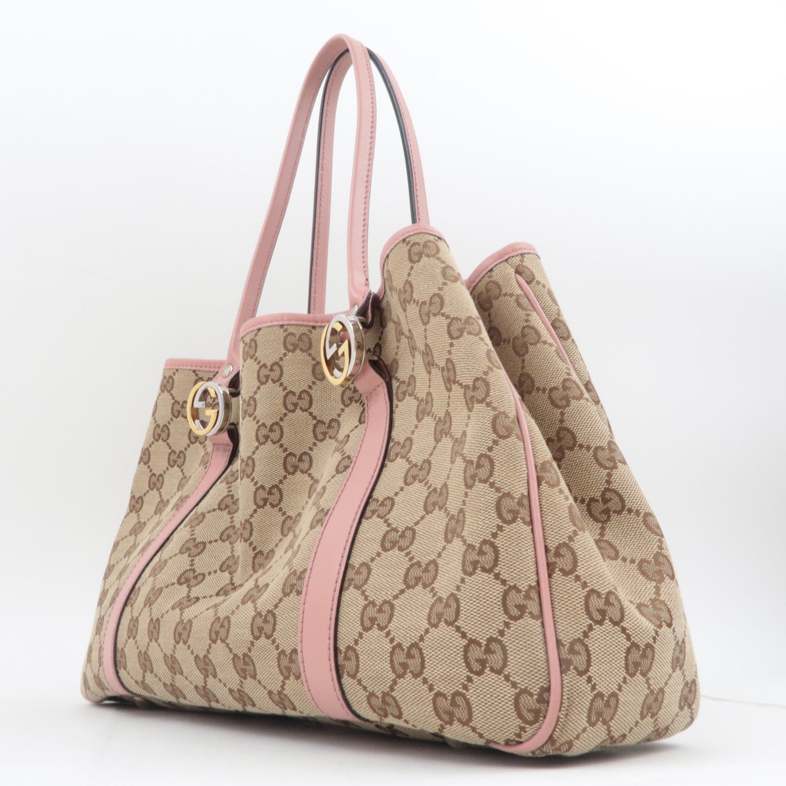 GUCCI GG Twins GG Canvas Tote Bag Beige Pink 232957