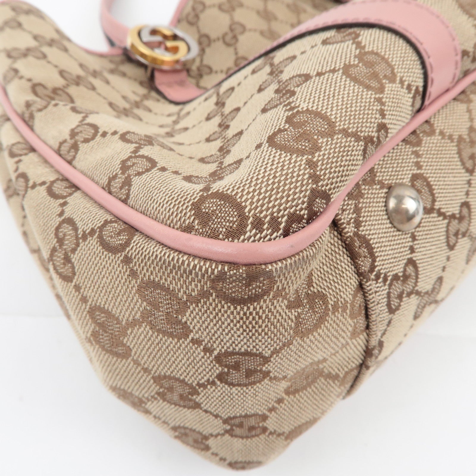 GUCCI GG Twins GG Canvas Tote Bag Beige Pink 232957