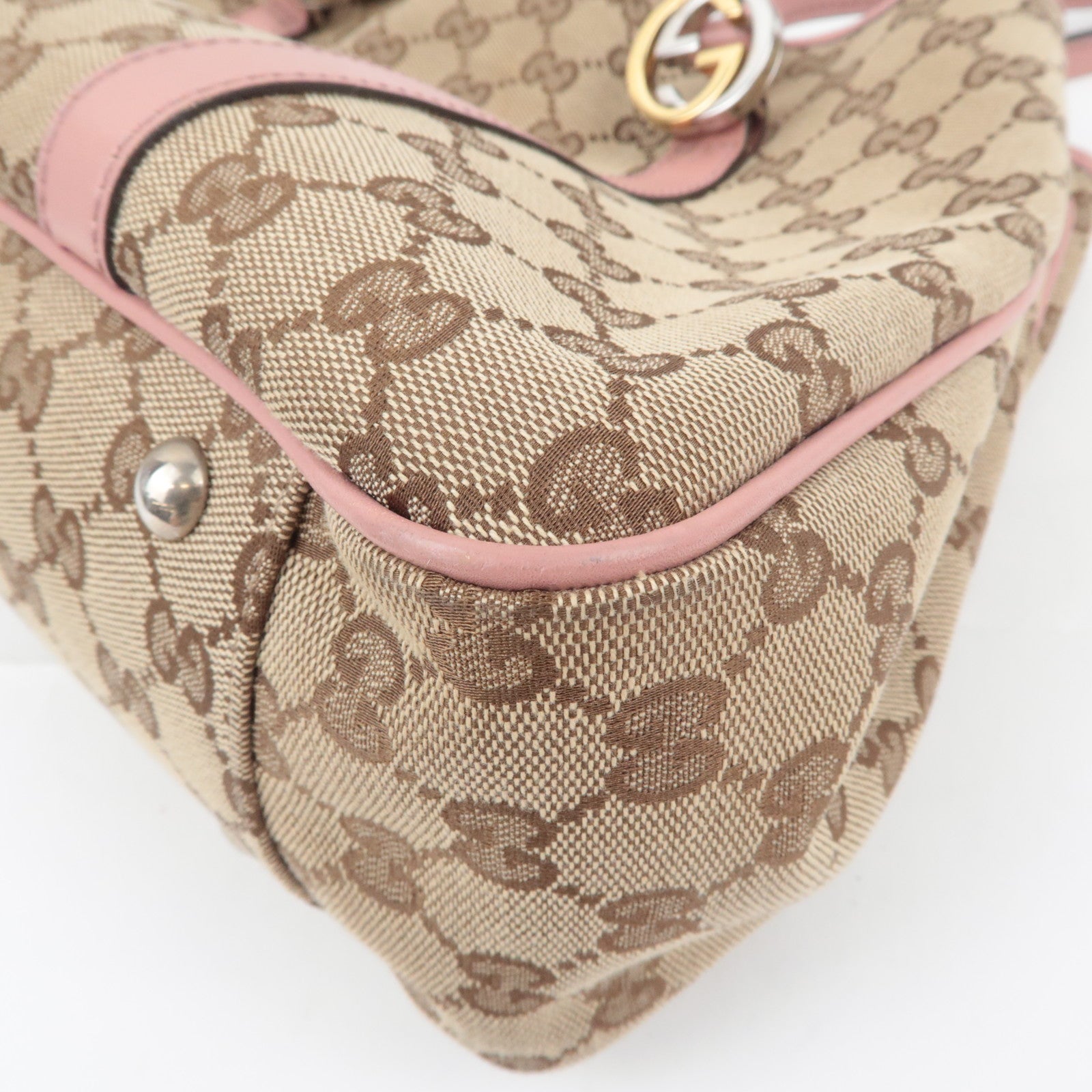 GUCCI GG Twins GG Canvas Tote Bag Beige Pink 232957