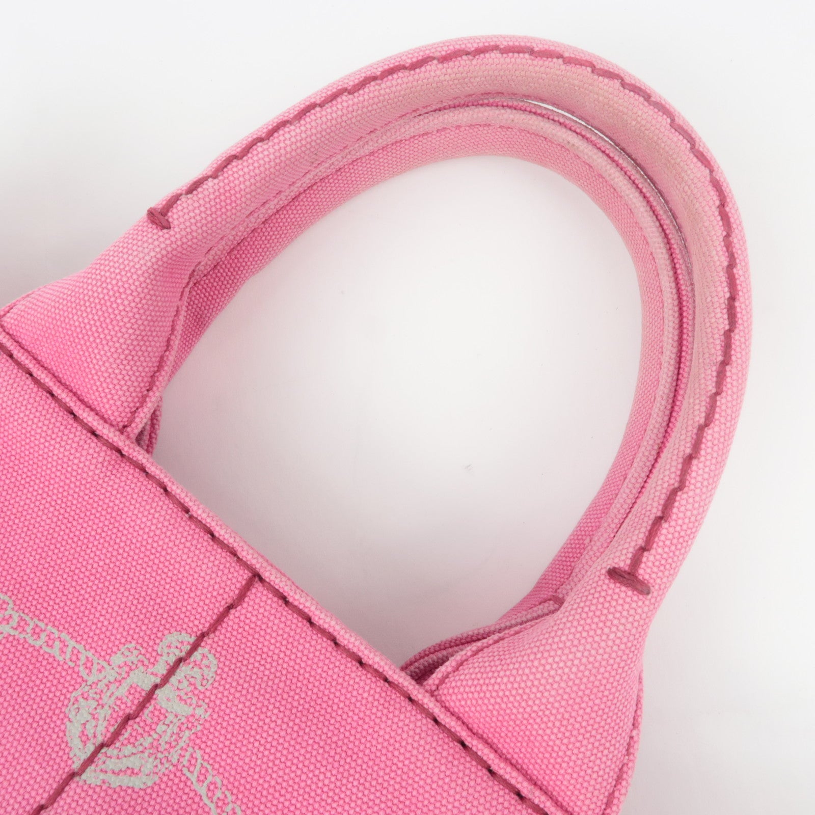 PRADA Canapa Mini 2Way Canvas Tote Bag Pink 1BG439