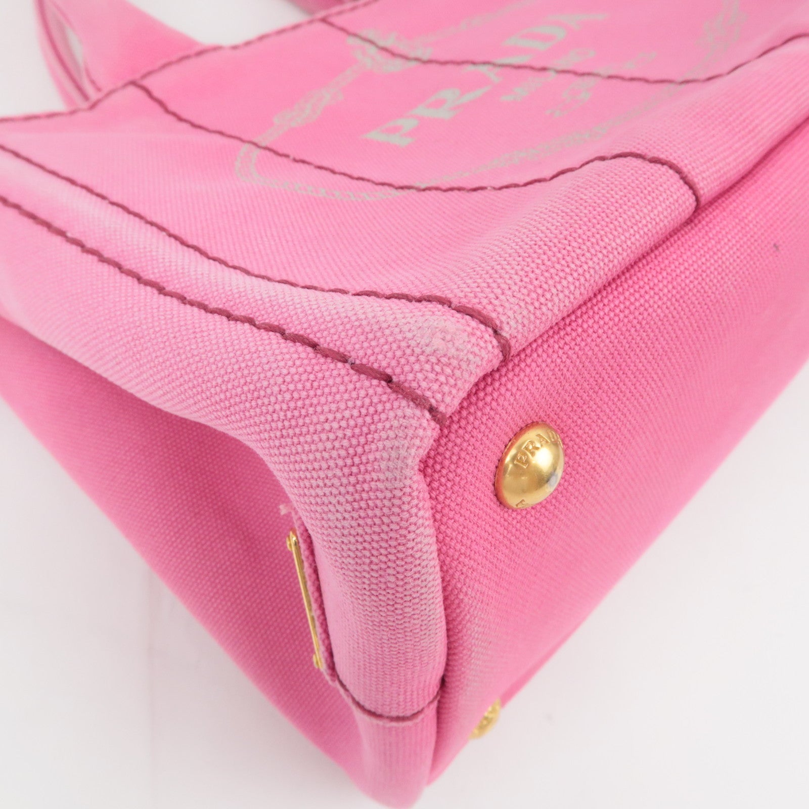 PRADA Canapa Mini 2Way Canvas Tote Bag Pink 1BG439