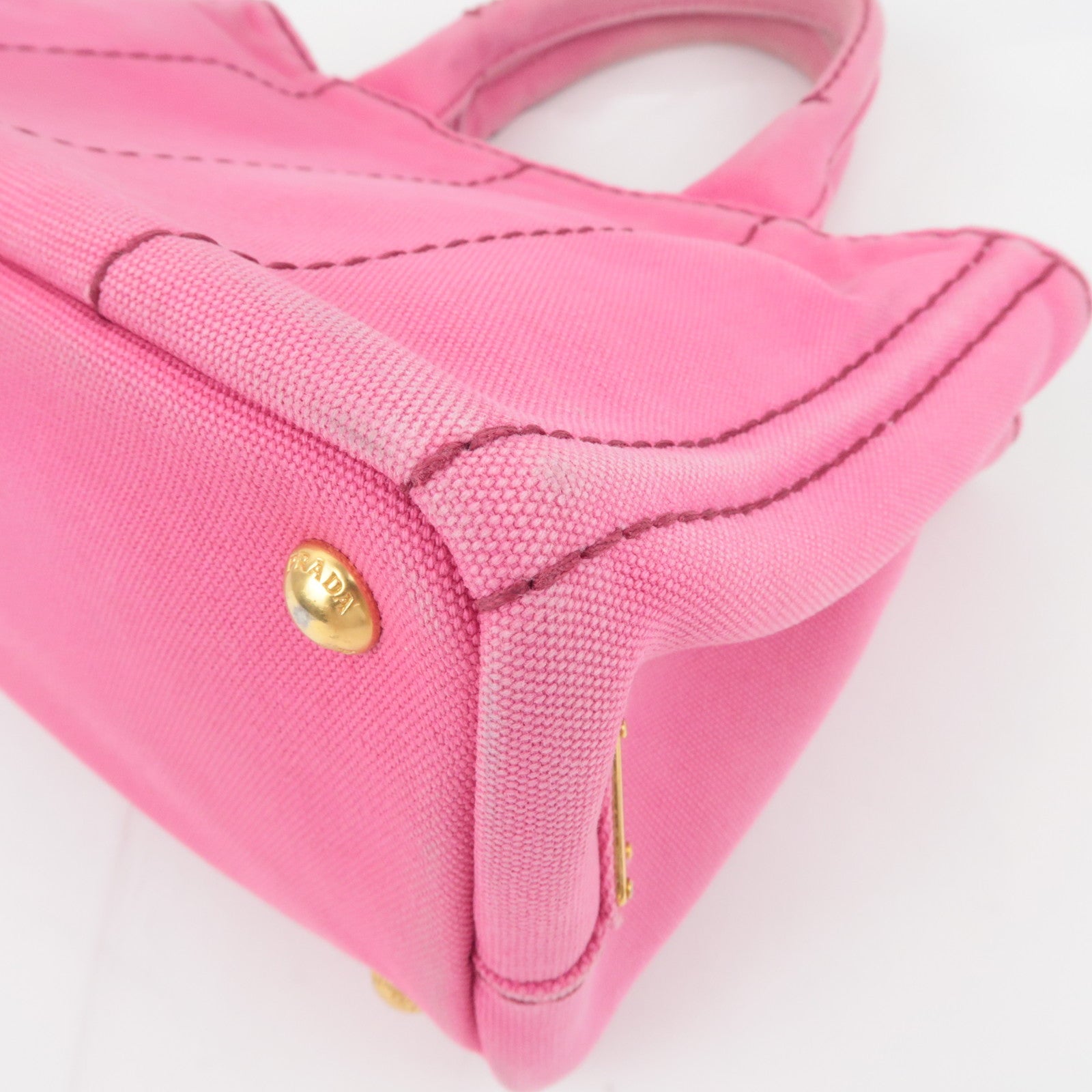PRADA Canapa Mini 2Way Canvas Tote Bag Pink 1BG439