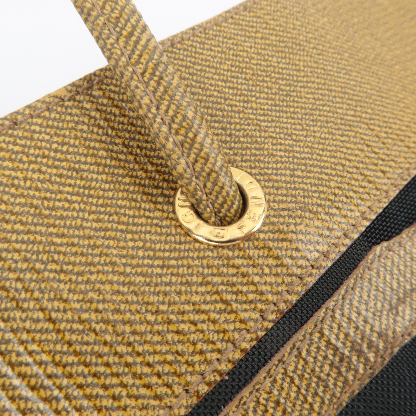 FENDI PVC Mesh Tote Bag Light Brown Black