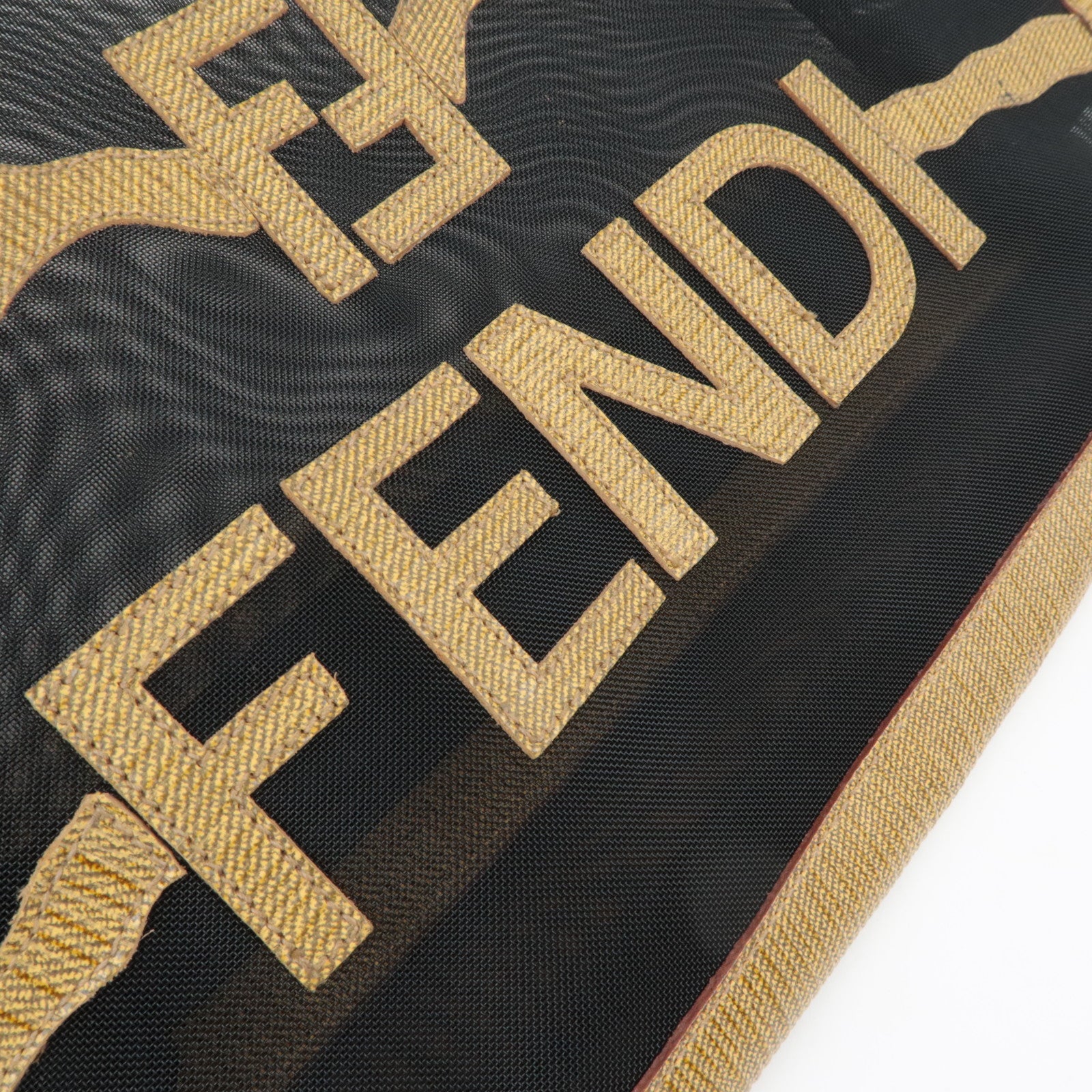 FENDI PVC Mesh Tote Bag Light Brown Black