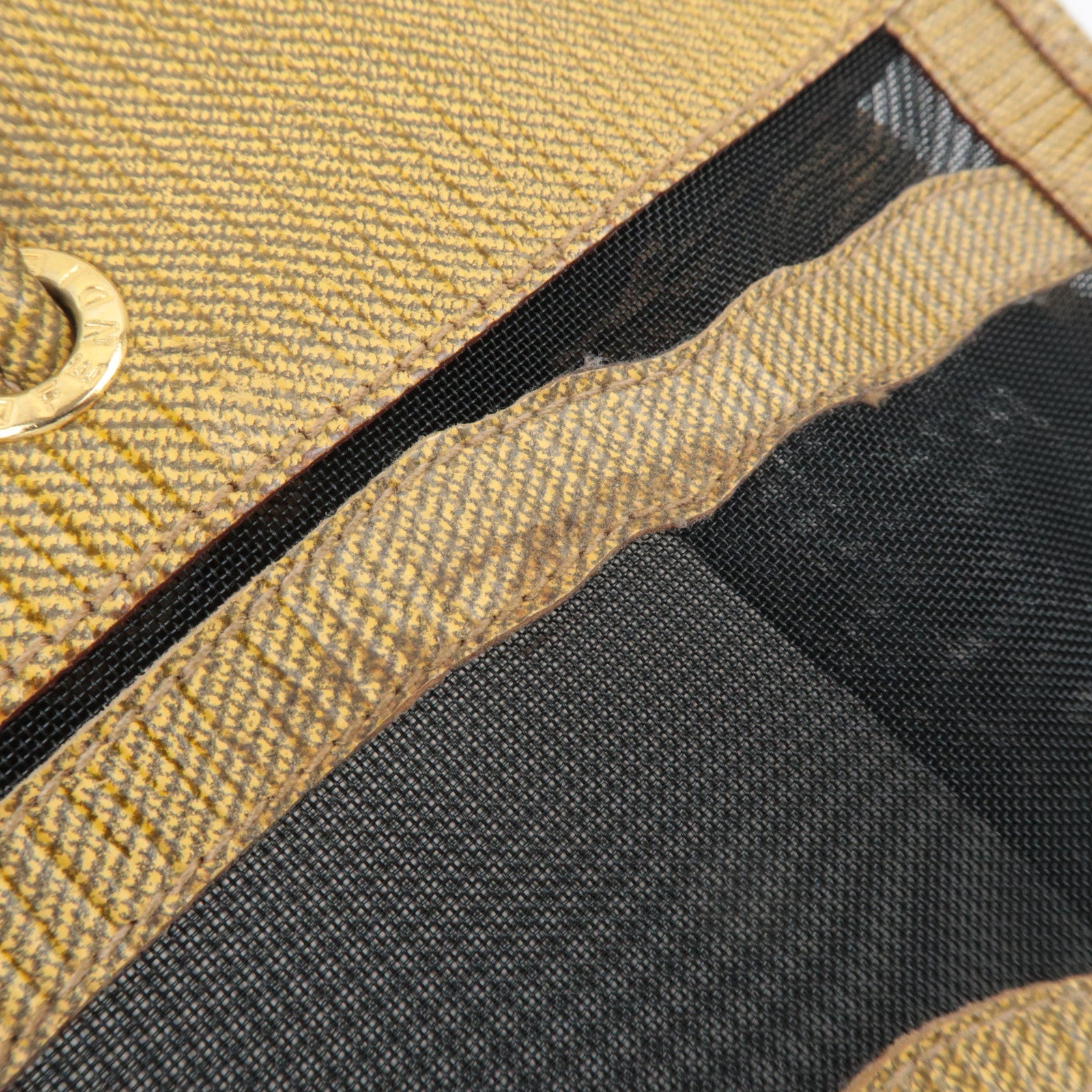 FENDI PVC Mesh Tote Bag Light Brown Black