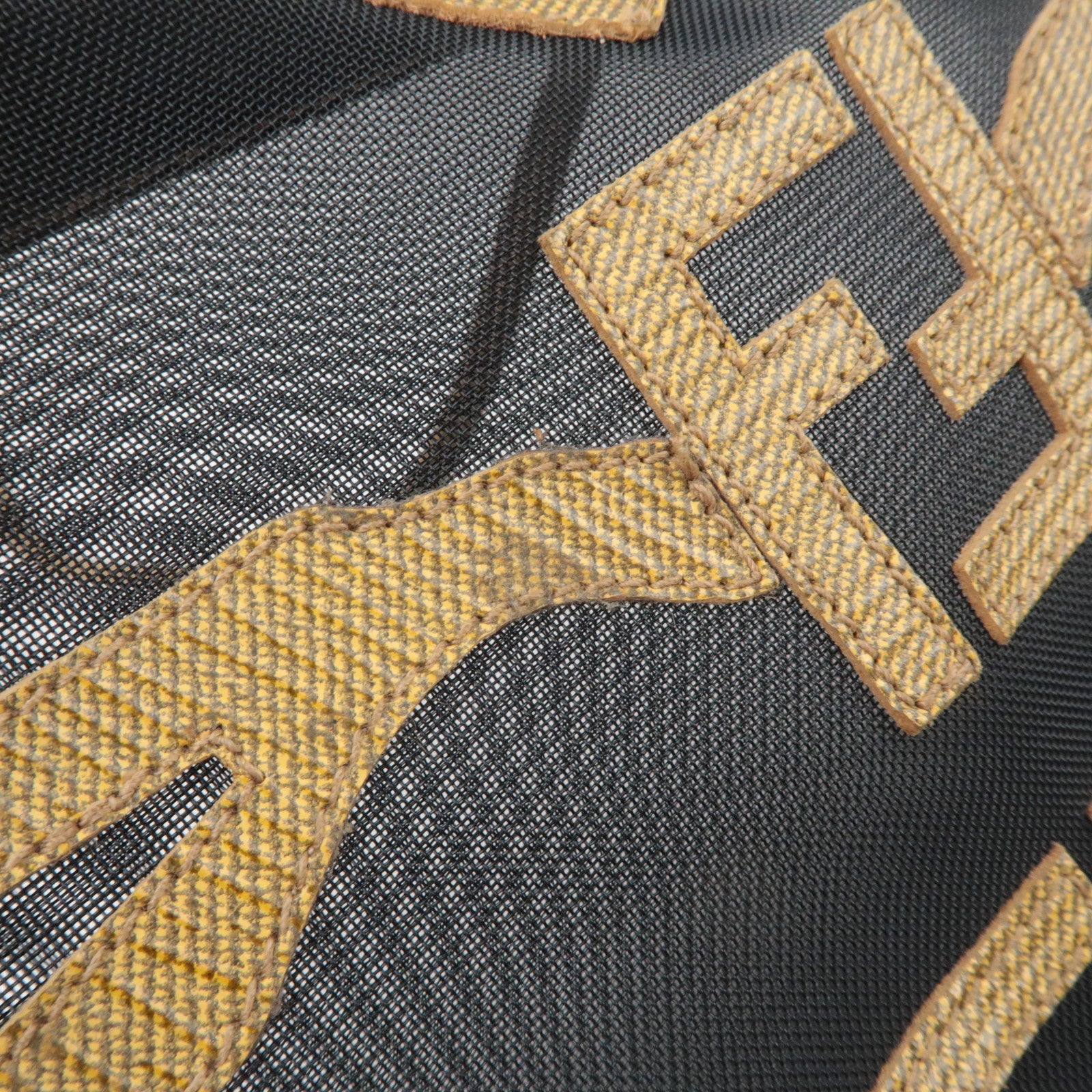 FENDI PVC Mesh Tote Bag Light Brown Black