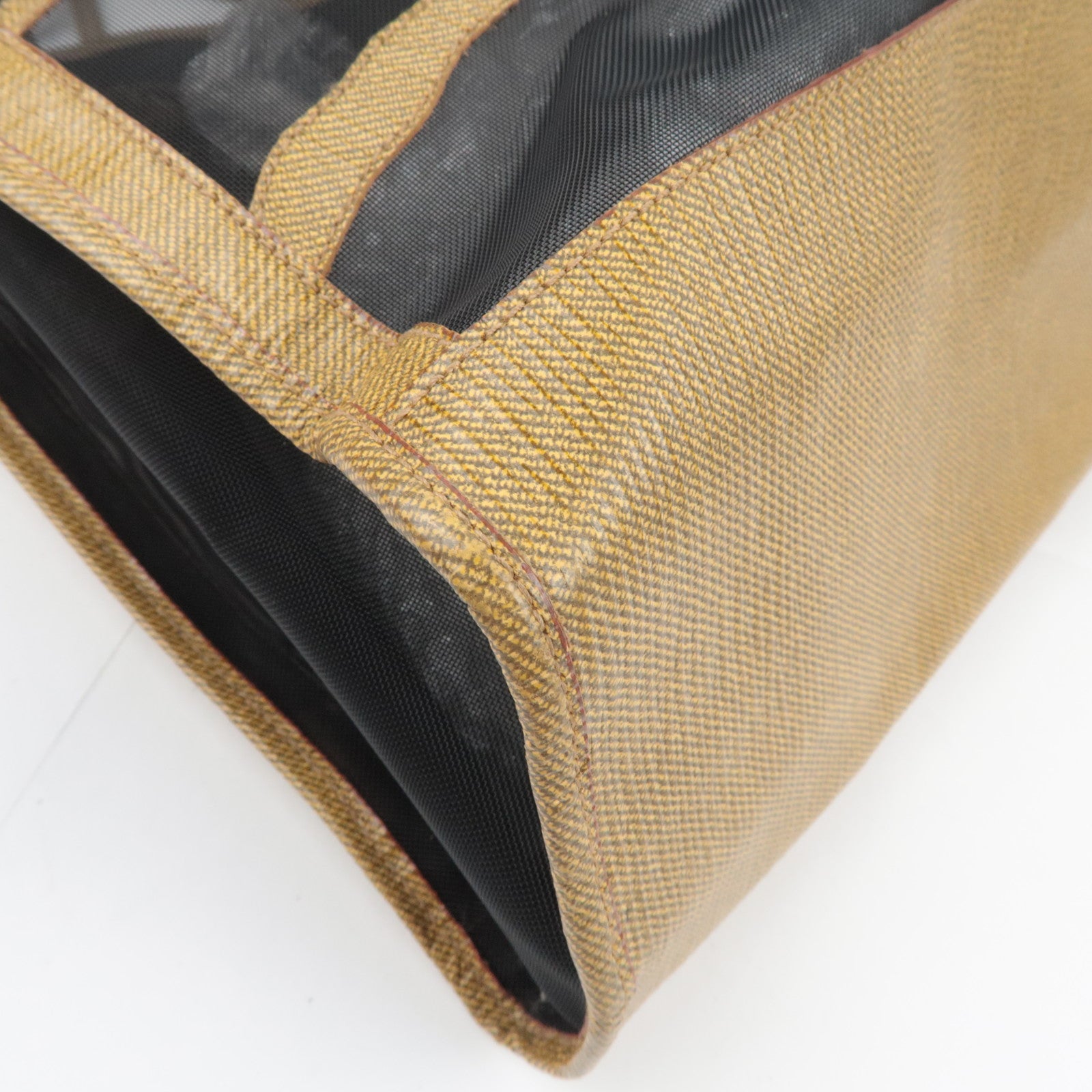 FENDI PVC Mesh Tote Bag Light Brown Black