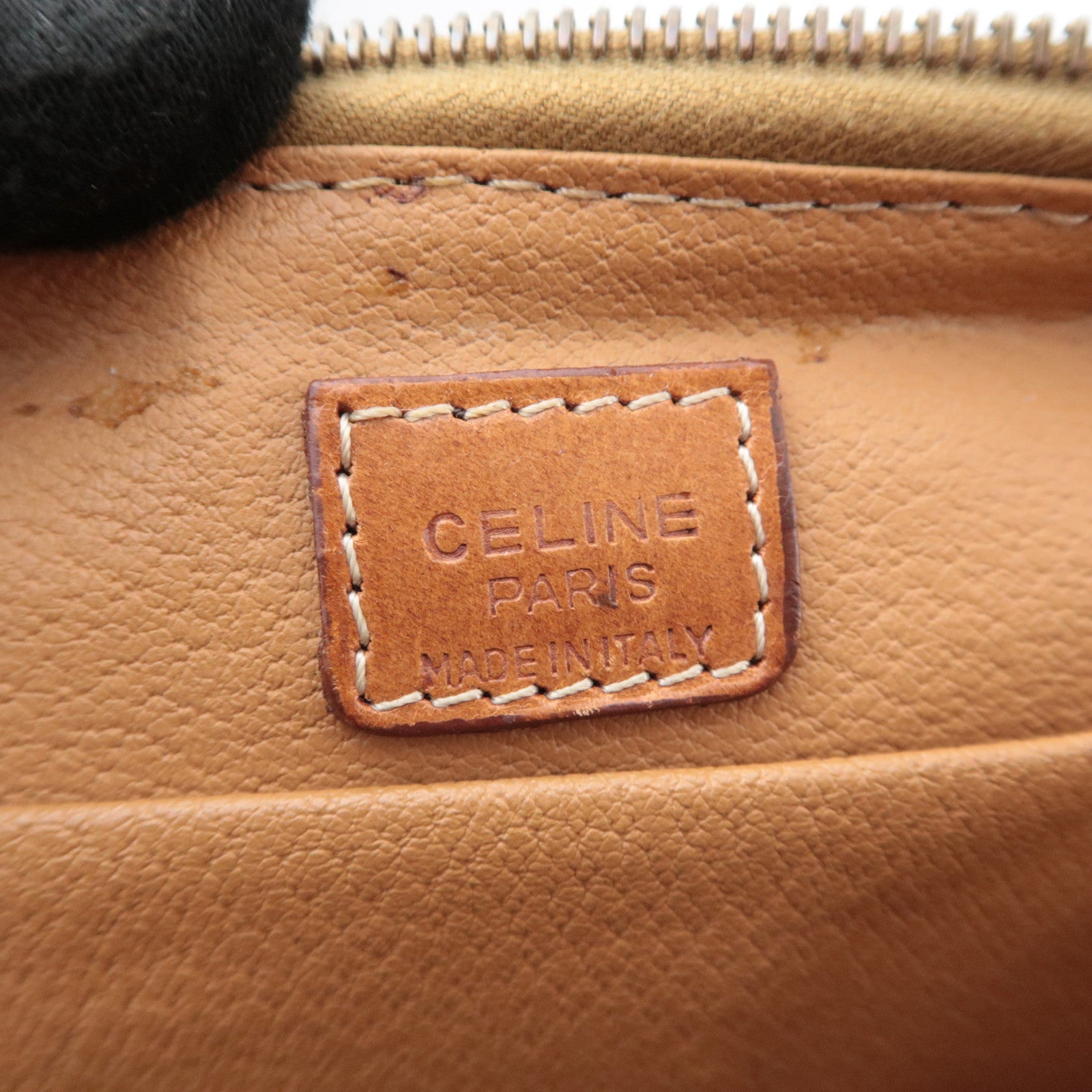 CELINE Macadam PVC Leather Cosmetic Pouch Brown