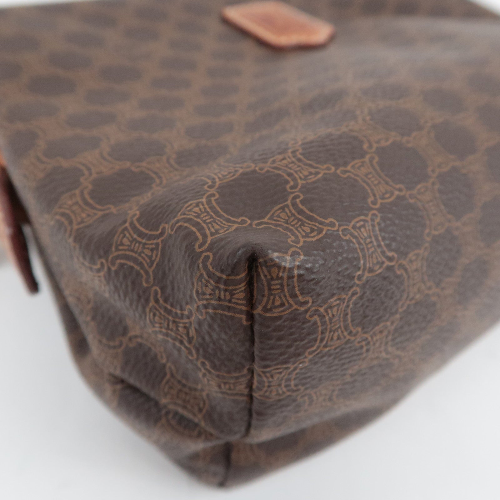 CELINE Macadam PVC Leather Cosmetic Pouch Brown