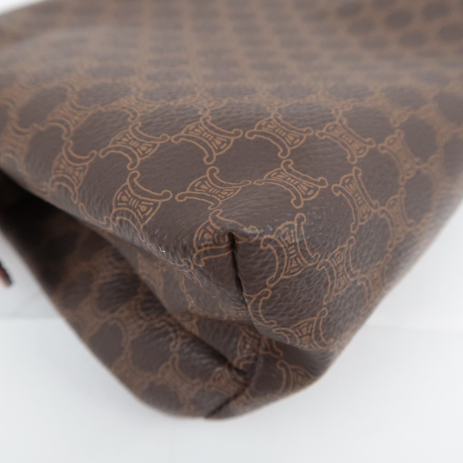 CELINE Macadam PVC Leather Cosmetic Pouch Brown