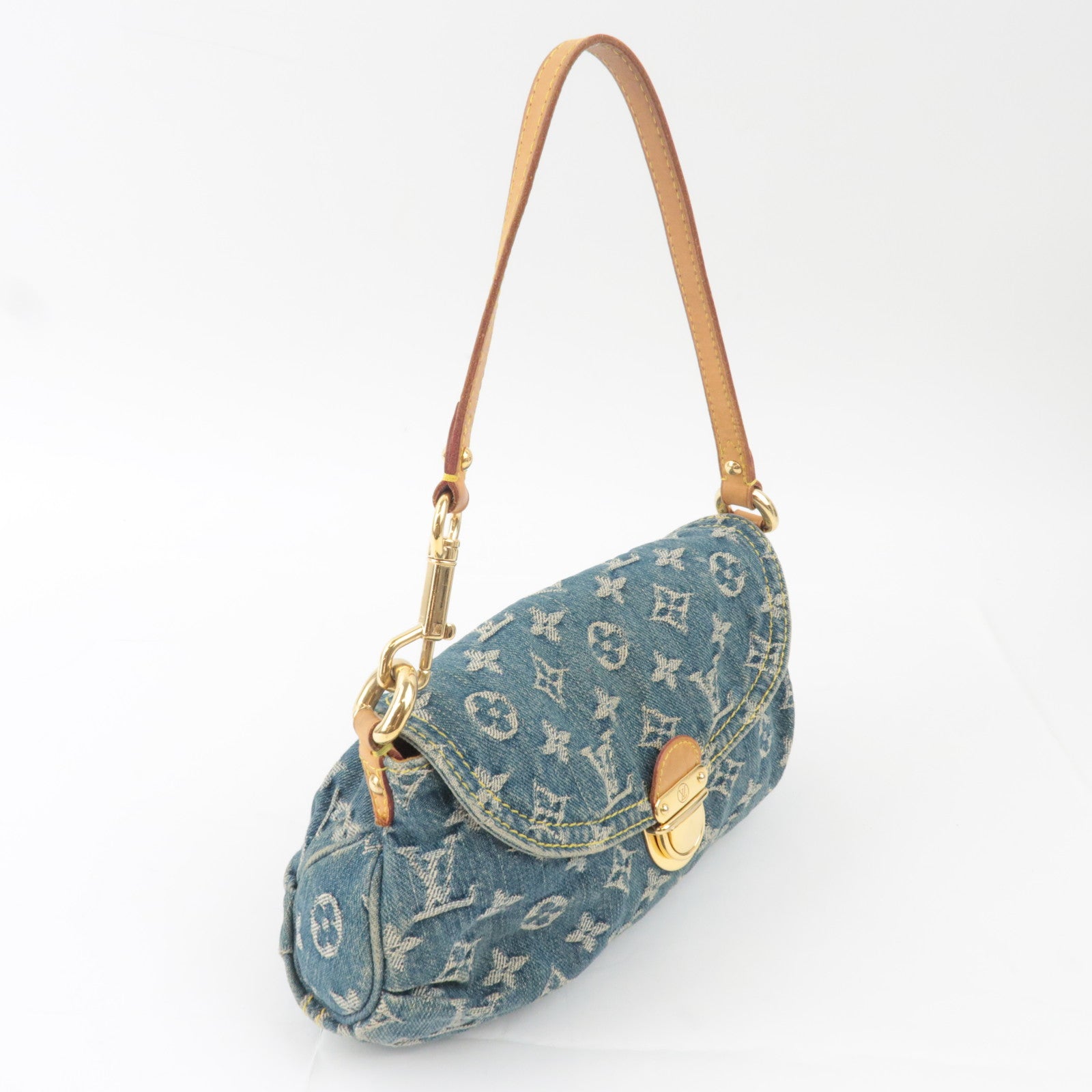 Louis Vuitton Monogram Denim Mini Pleaty Shoulder Bag Blue M95050