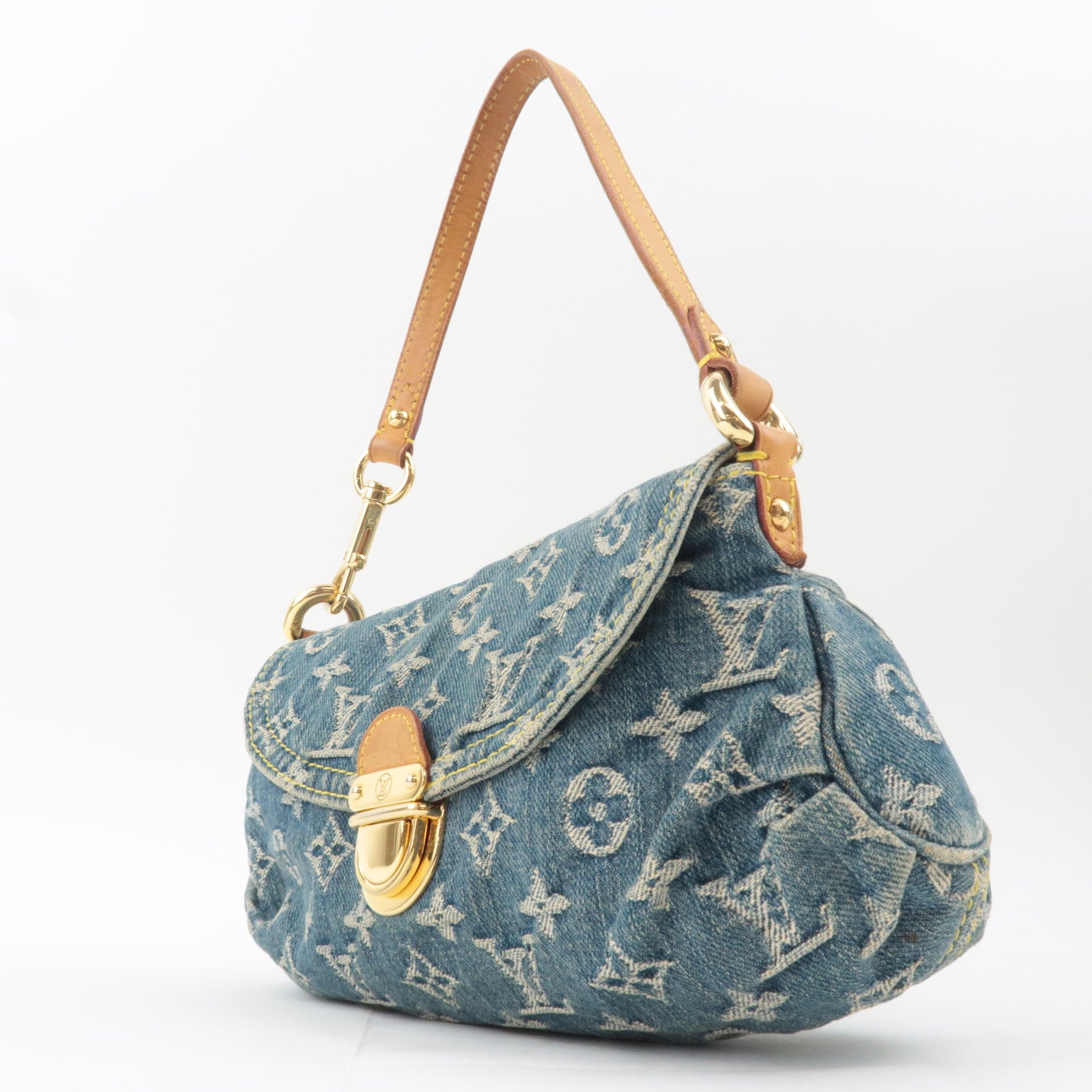 Louis Vuitton Monogram Denim Mini Pleaty Shoulder Bag Blue M95050