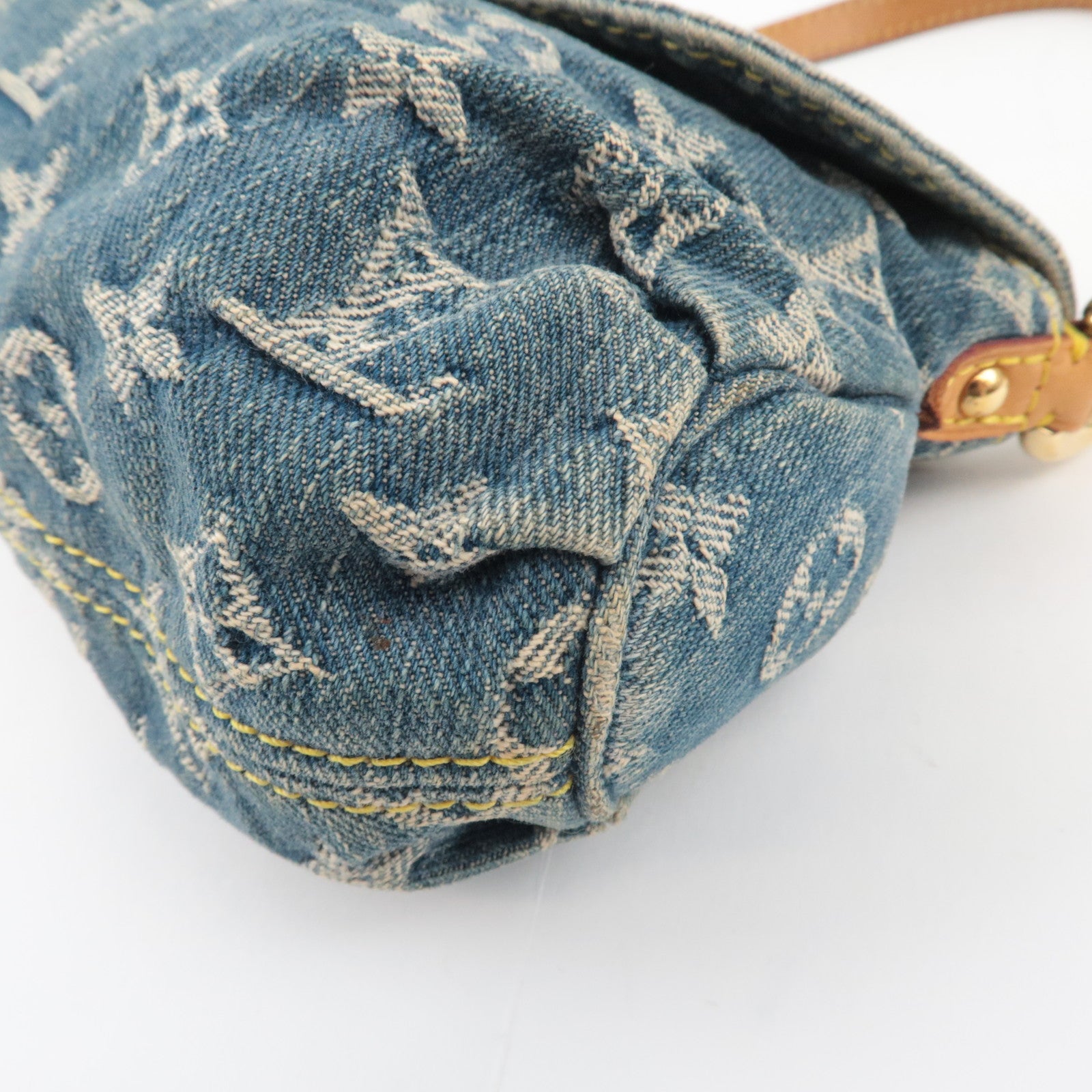 Louis Vuitton Monogram Denim Mini Pleaty Shoulder Bag Blue M95050