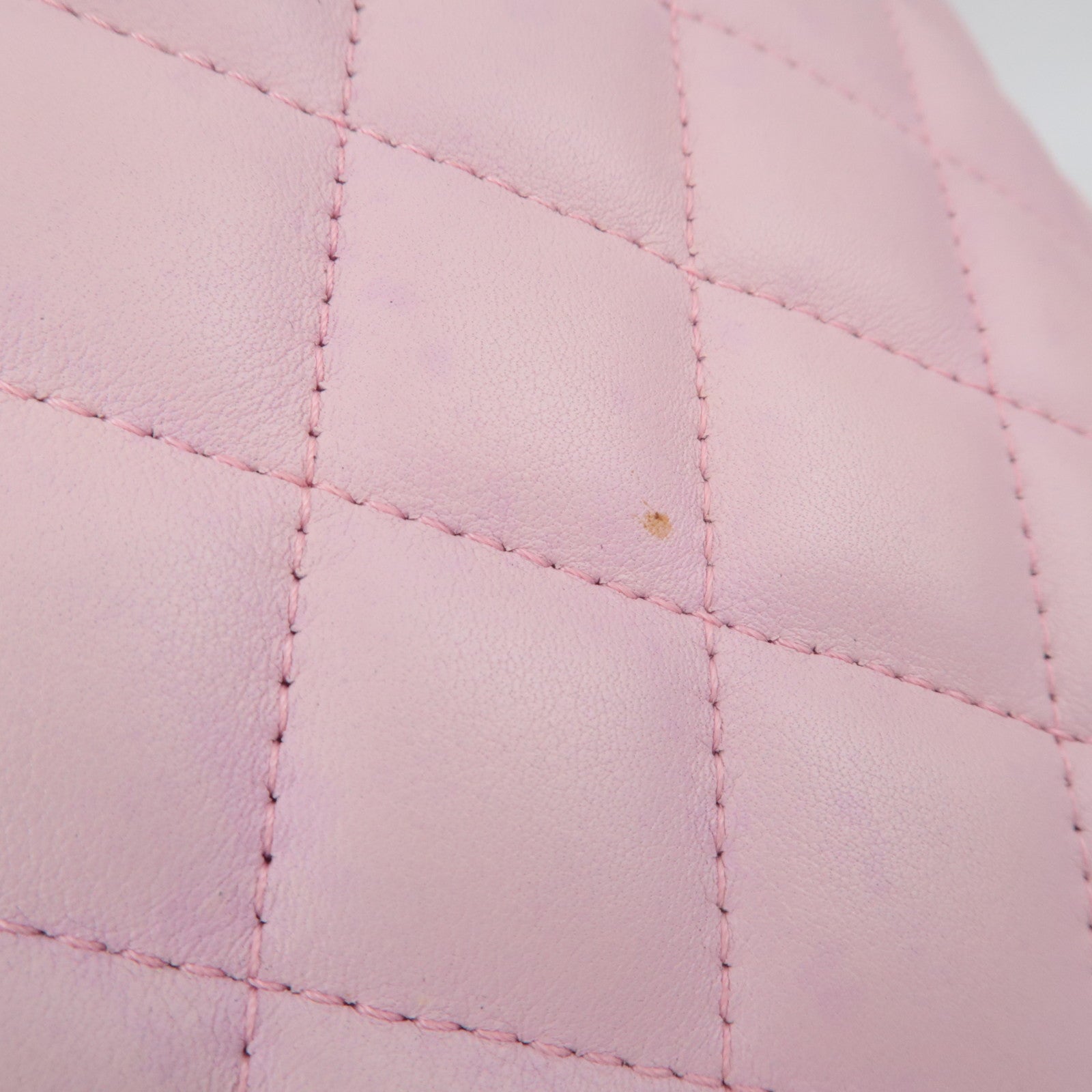 CHANEL Cambon Line Lambskin Tote Bag Pink Black