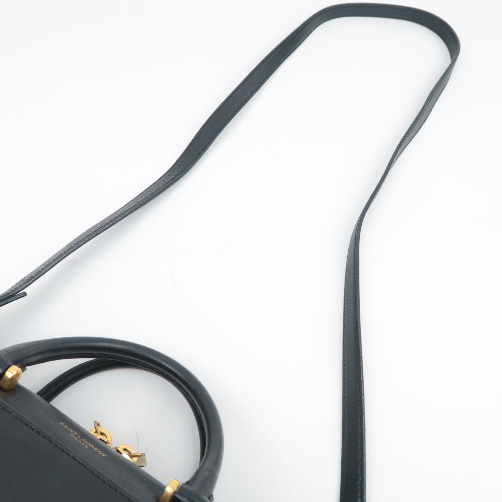 SAINT LAURENT Baby Duffle 2Way Leather Handbag Black 533481
