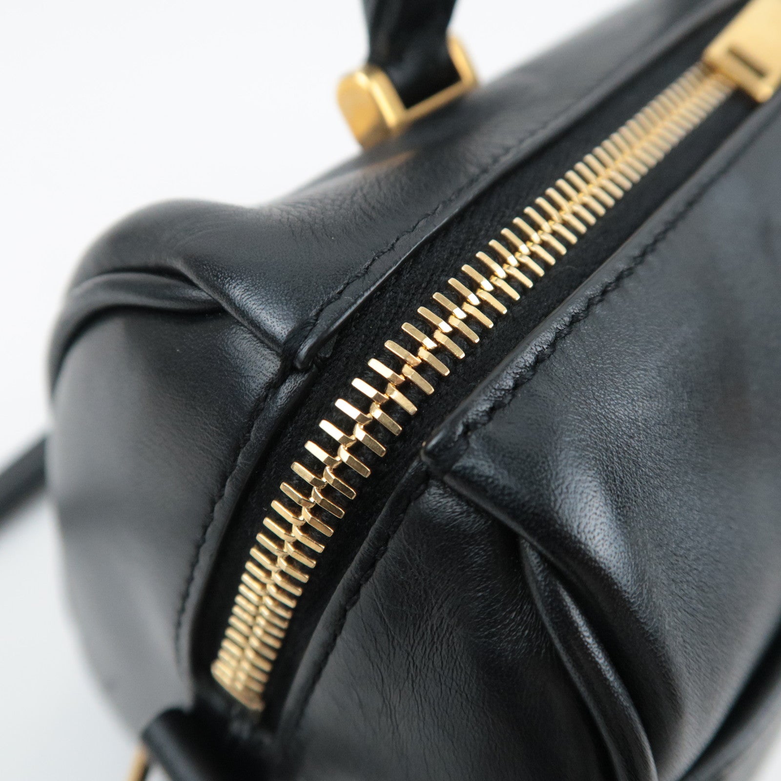 SAINT LAURENT Baby Duffle 2Way Leather Handbag Black 533481
