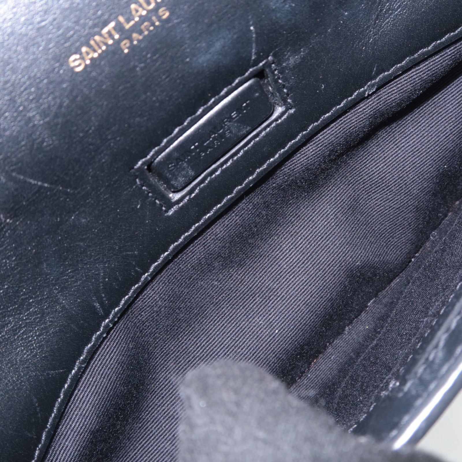 SAINT LAURENT Baby Duffle 2Way Leather Handbag Black 533481