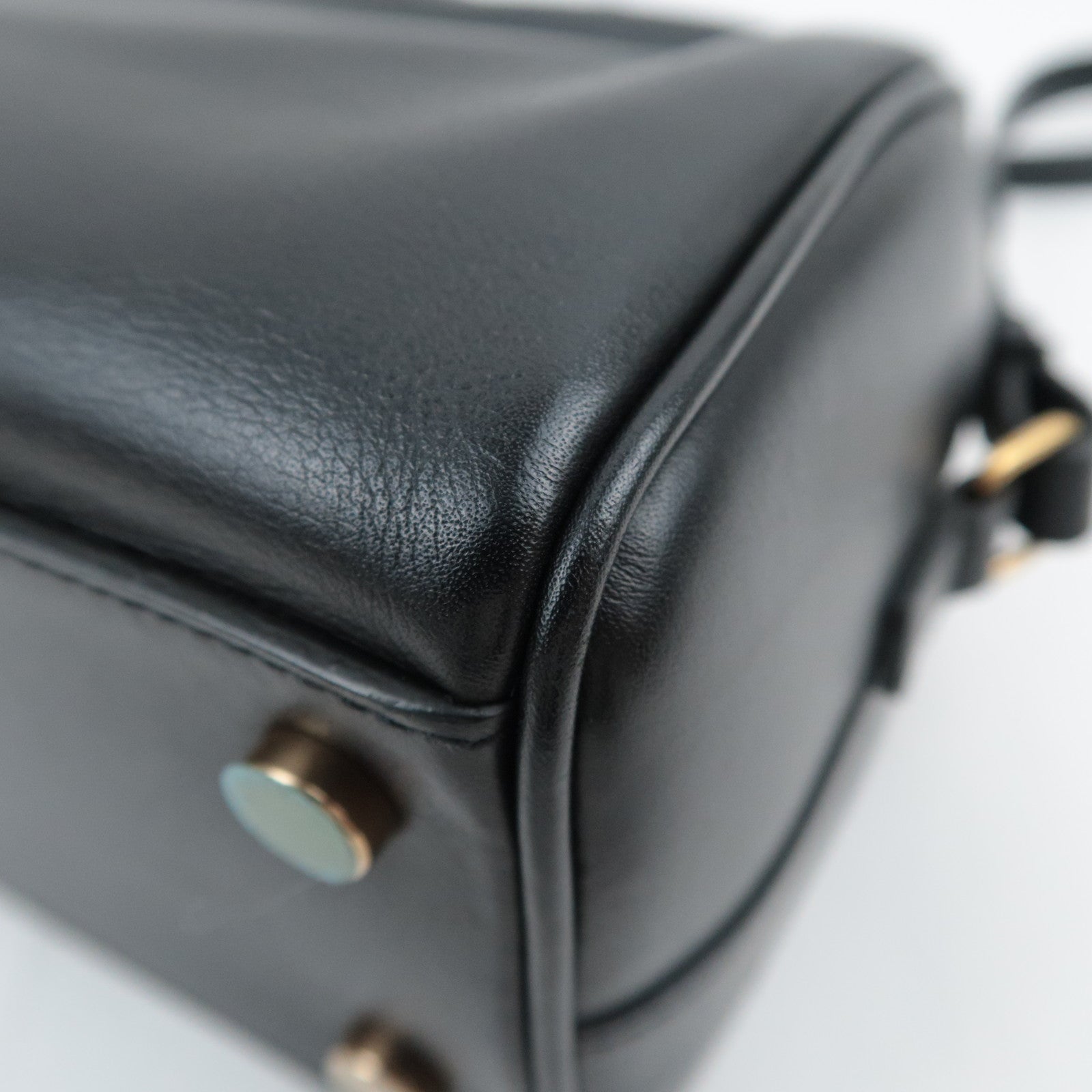 SAINT LAURENT Baby Duffle 2Way Leather Handbag Black 533481