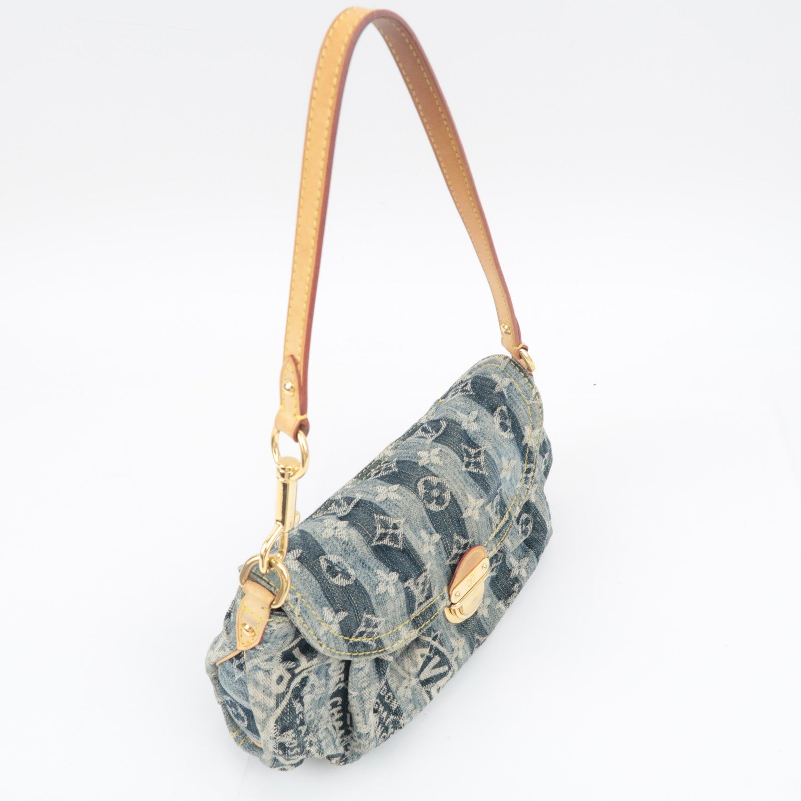 Louis Vuitton Monogram Denim Mini Pleaty Raye Shoulder Bag Blue M95333