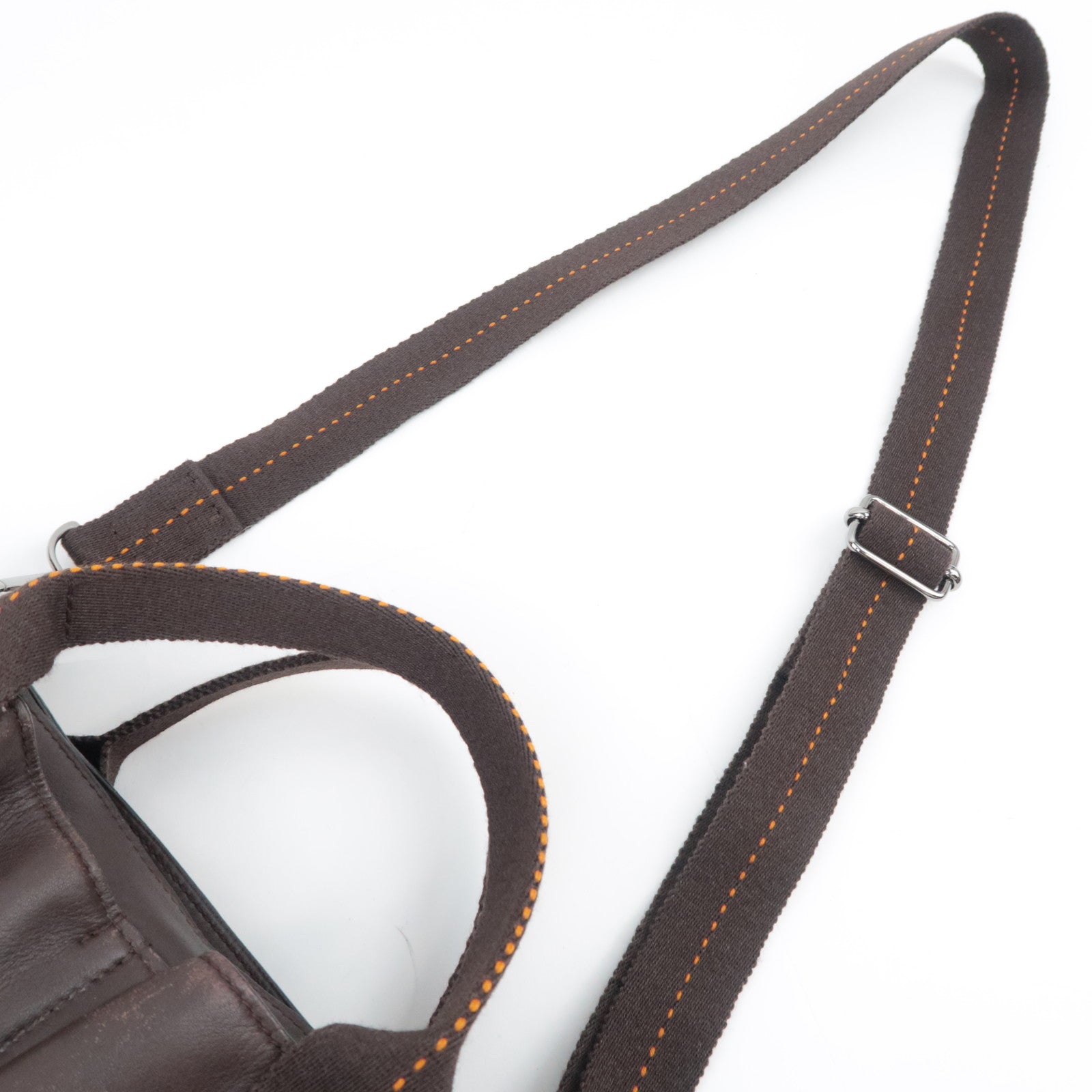 HERMES Caravan Horizontal PM 2Way Leather Handbag Brown