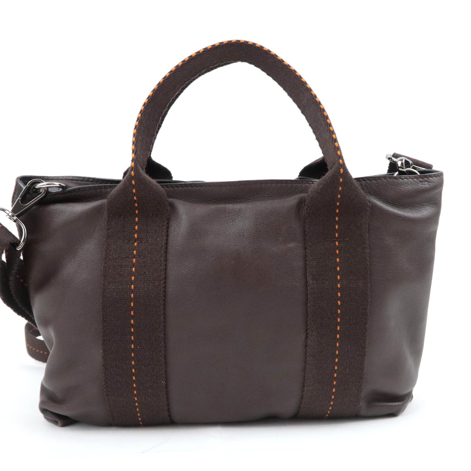 HERMES Caravan Horizontal PM 2Way Leather Handbag Brown