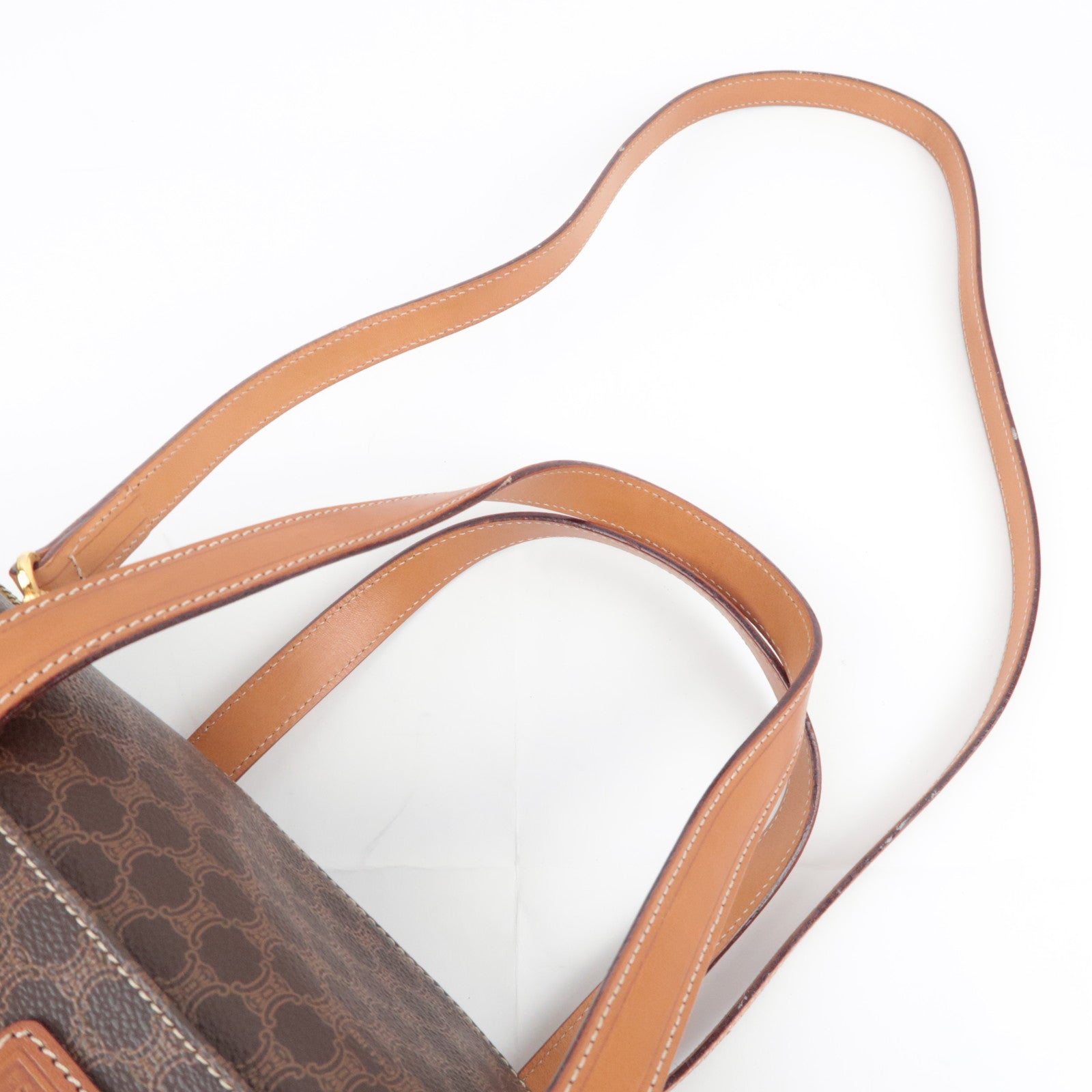 CELINE Macadam PVC Leather Mini Boston Bag Brown