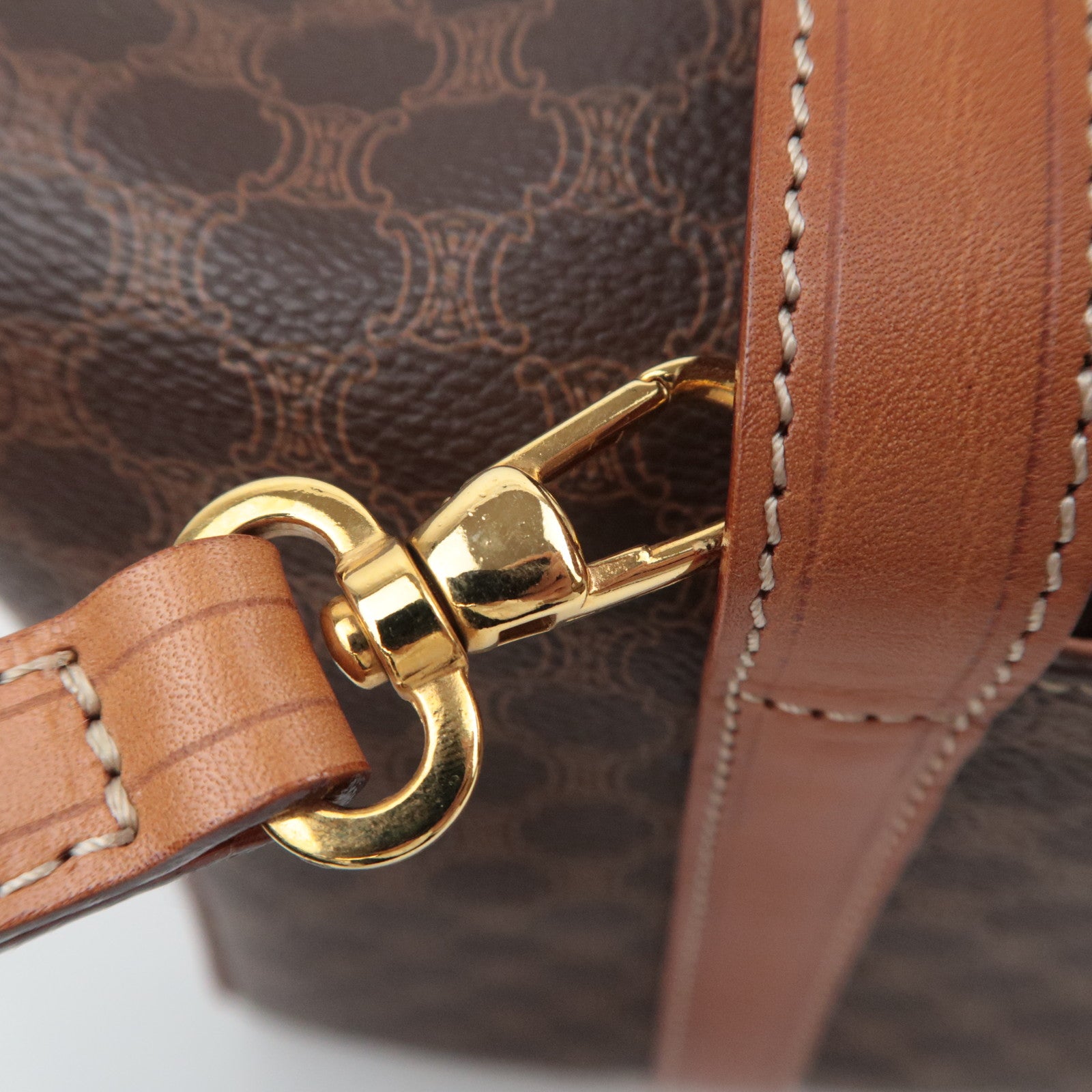 CELINE Macadam PVC Leather Mini Boston Bag Brown