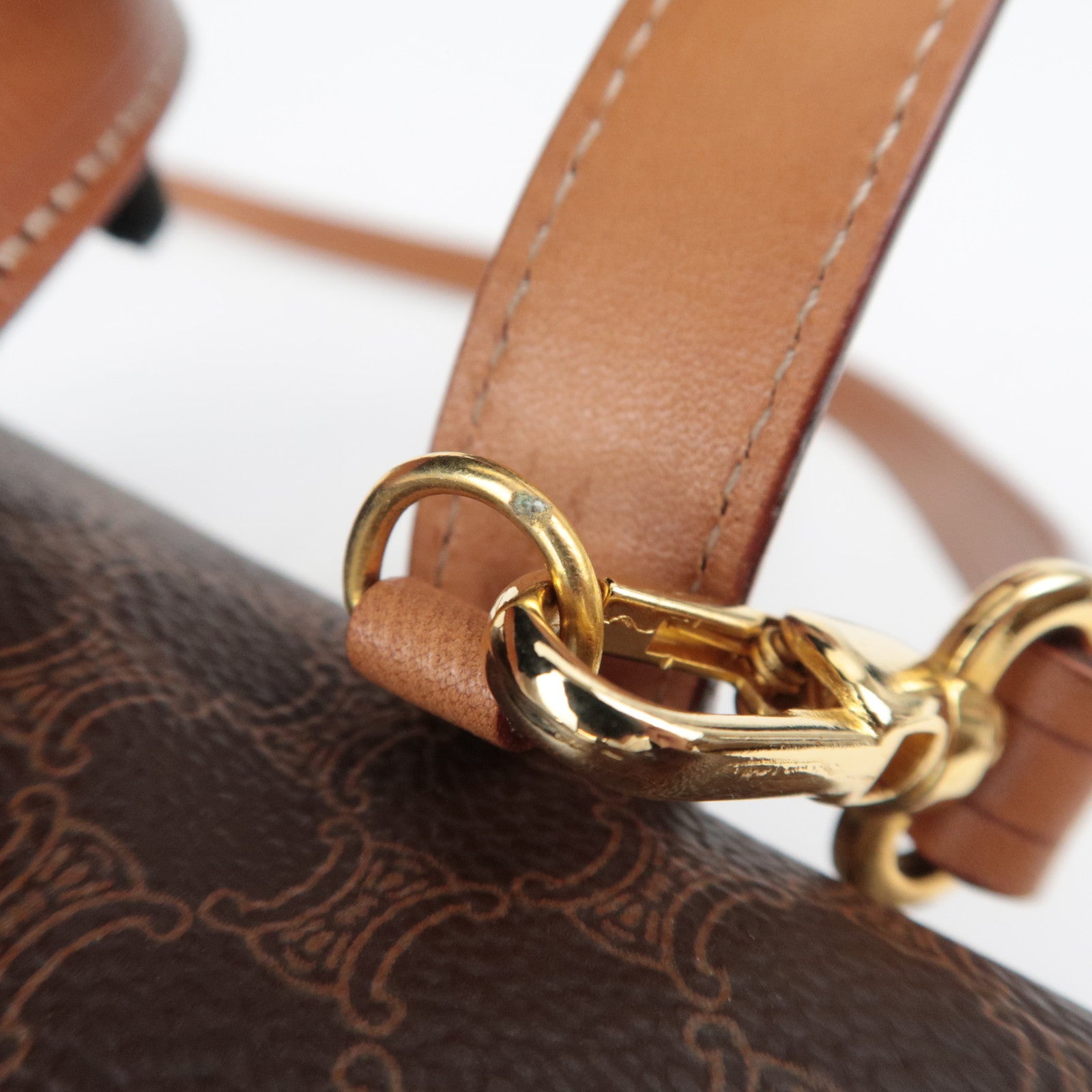 CELINE Macadam PVC Leather Mini Boston Bag Brown