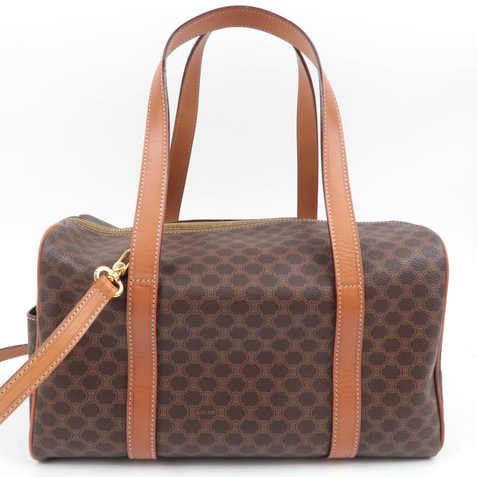 CELINE Macadam PVC Leather Mini Boston Bag Brown