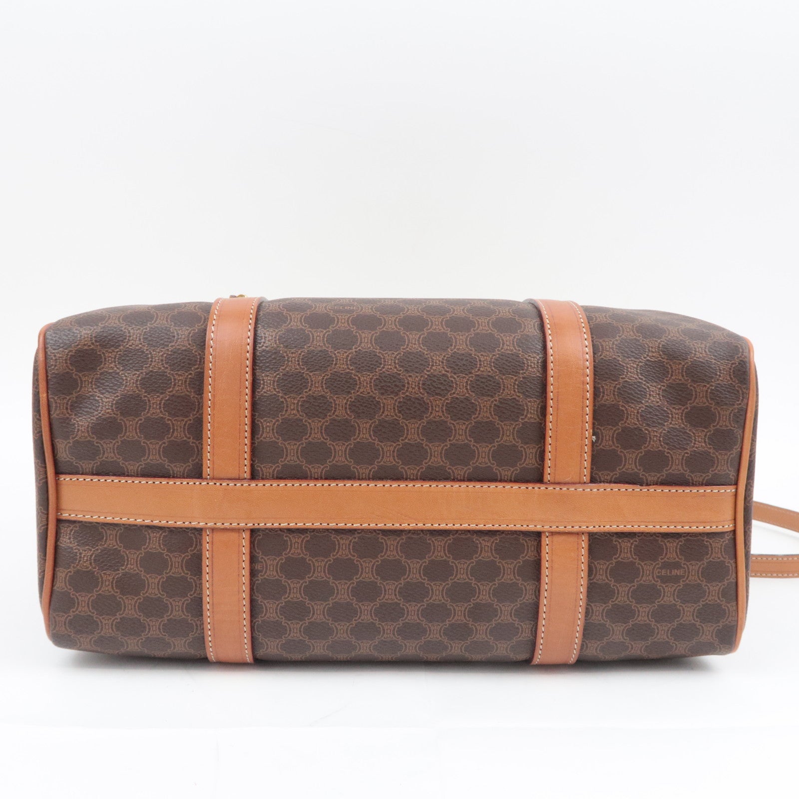 CELINE Macadam PVC Leather Mini Boston Bag Brown