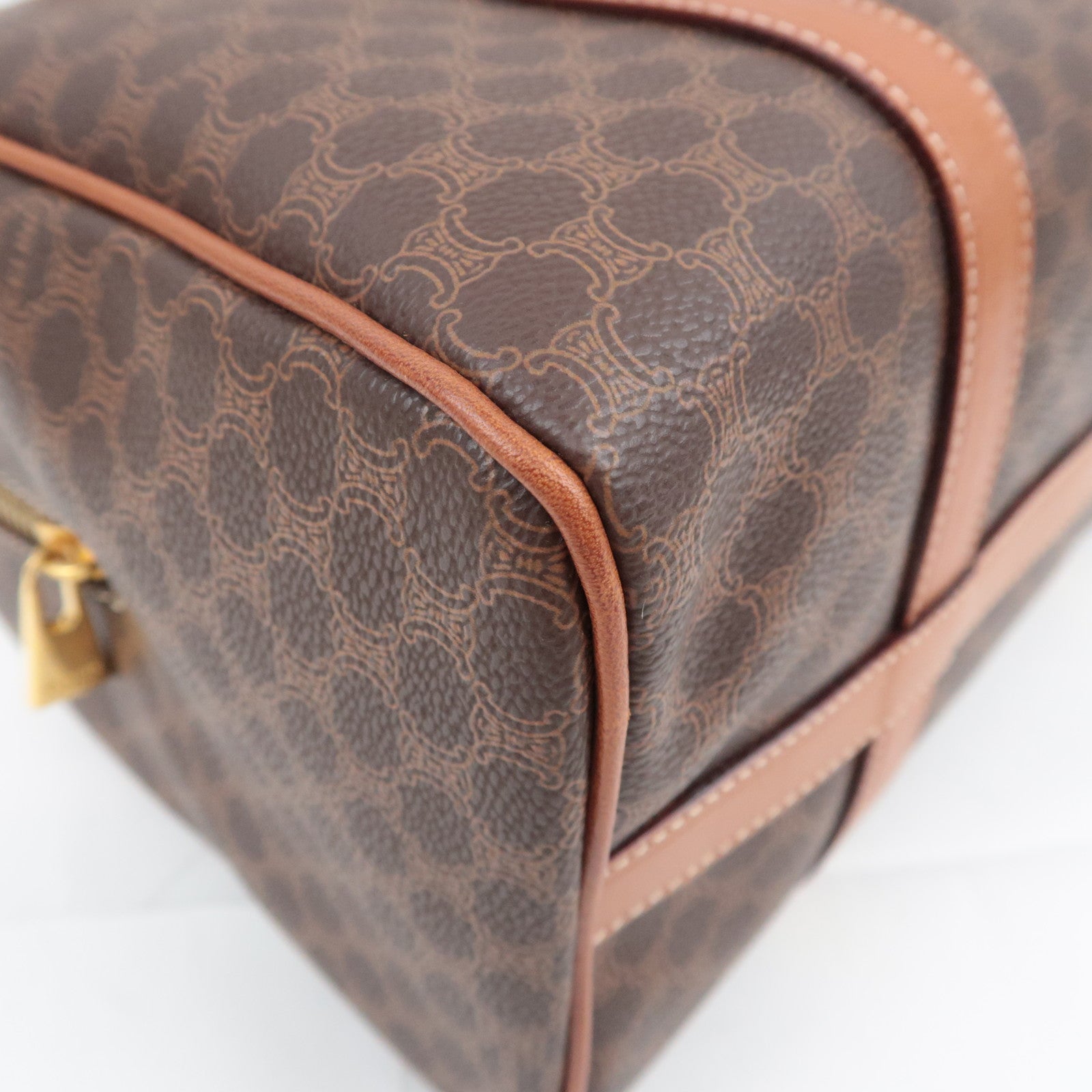 CELINE Macadam PVC Leather Mini Boston Bag Brown