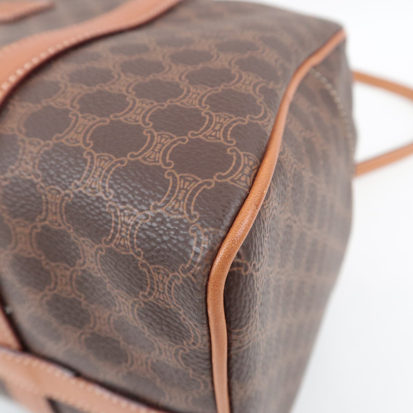 CELINE Macadam PVC Leather Mini Boston Bag Brown