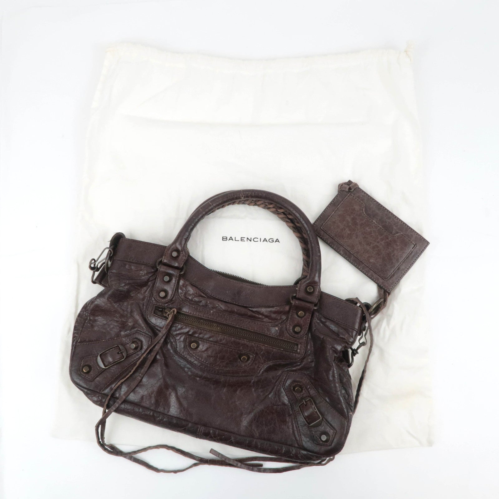 BALENCIAGA The First 2Way Leather Shoulder Bag Brown 103208