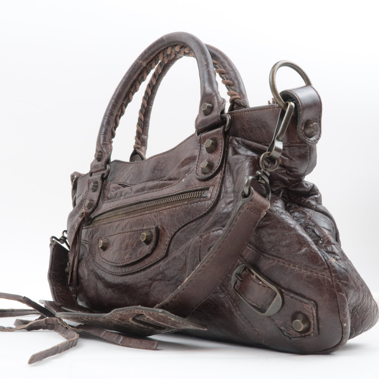 BALENCIAGA The First 2Way Leather Shoulder Bag Brown 103208