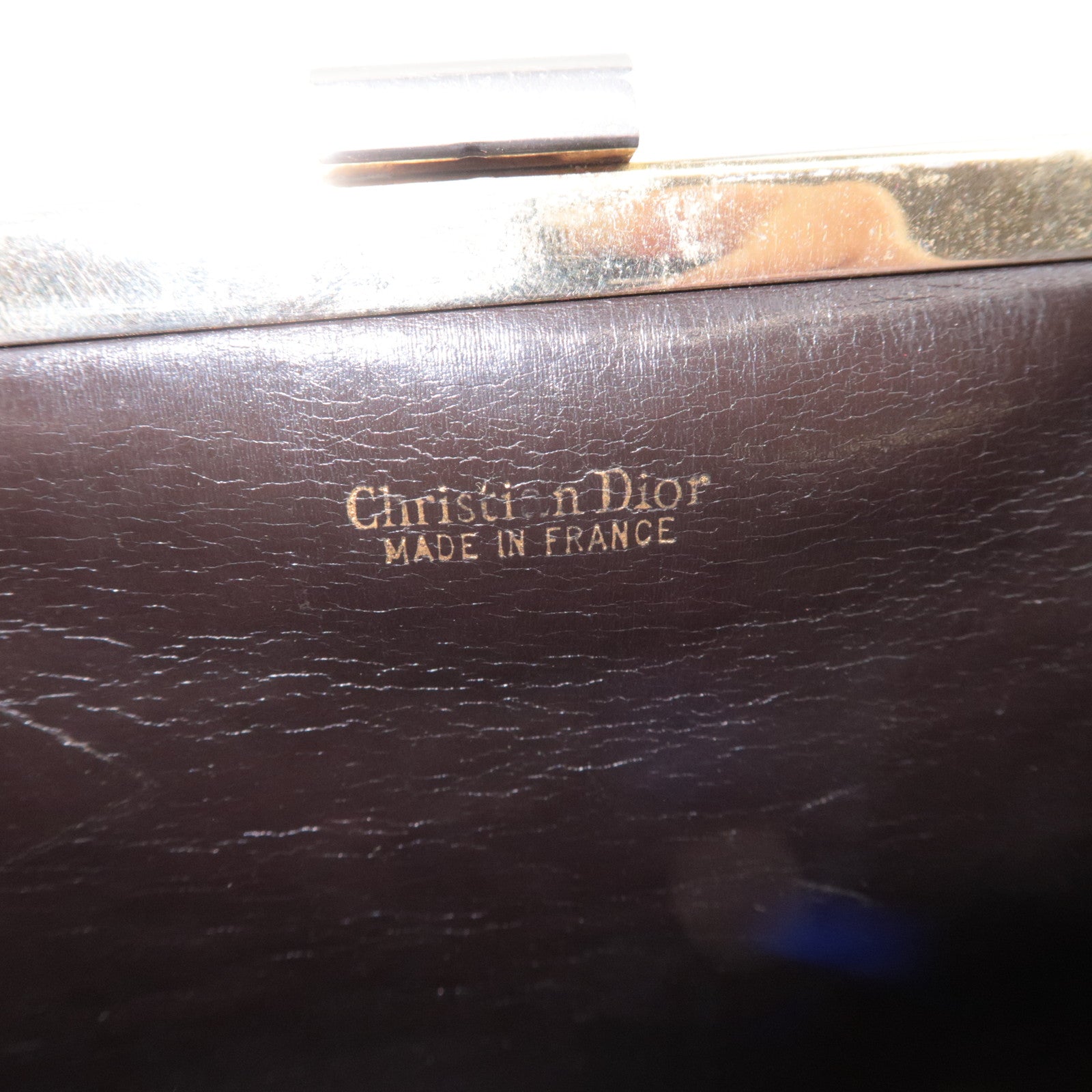 Christian Dior Trotter Kiss Lock  Canvas Leather Clutch Bag Brown