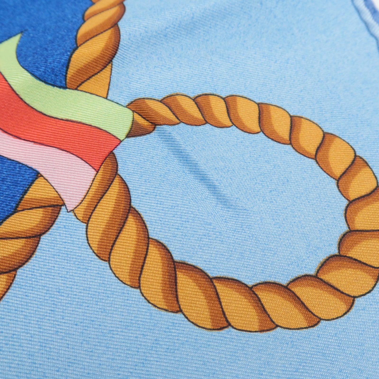 HERMES Carre 90 Scarf LES FOLIES DU CIEL 100% Silk Blue