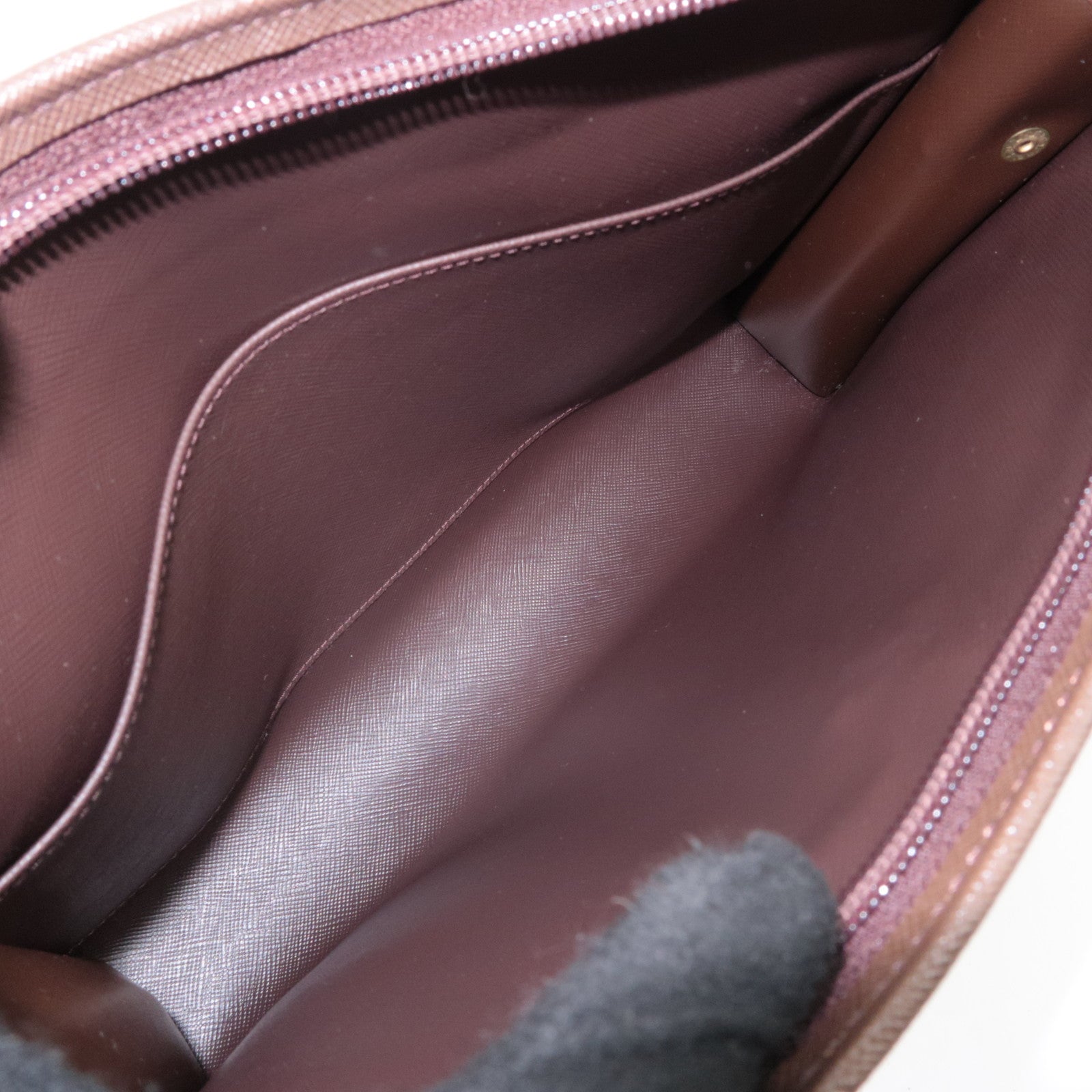 BURBERRY burberrys Plaid Canvas Leather Clutch Bag Khaki Brown