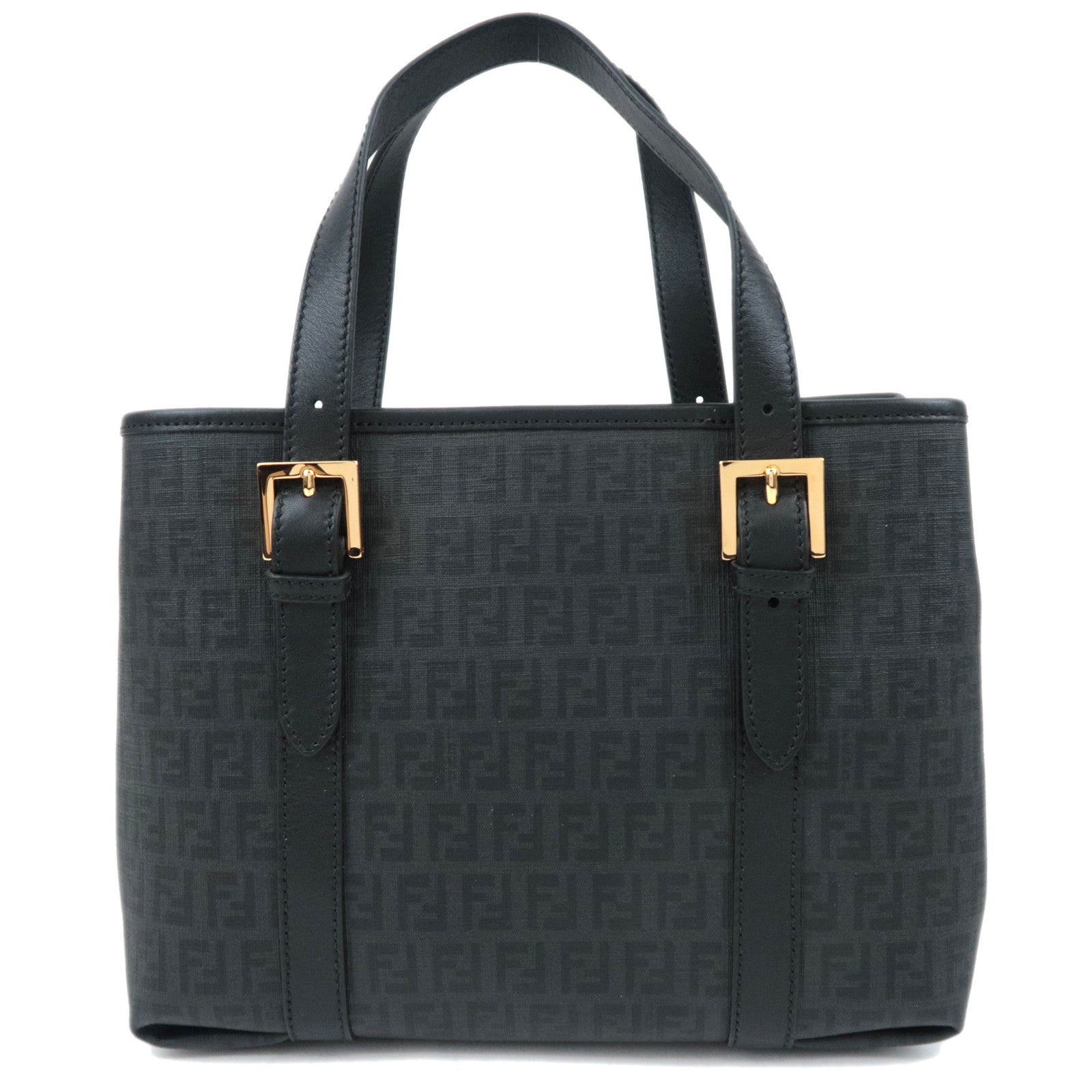 FENDI Zucchino PVC Leather Tote Bag Black 8BH23789715