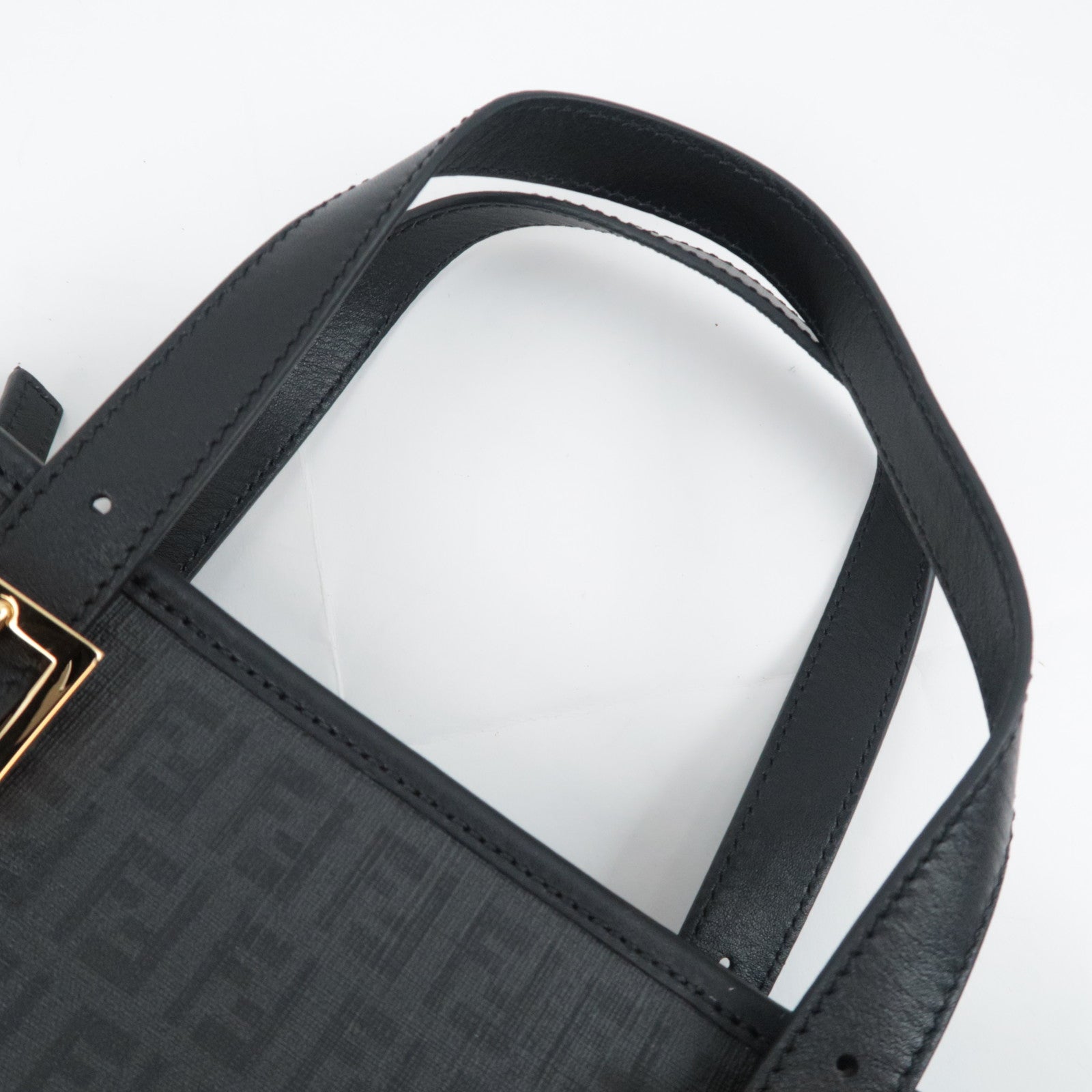 FENDI Zucchino PVC Leather Tote Bag Black 8BH237