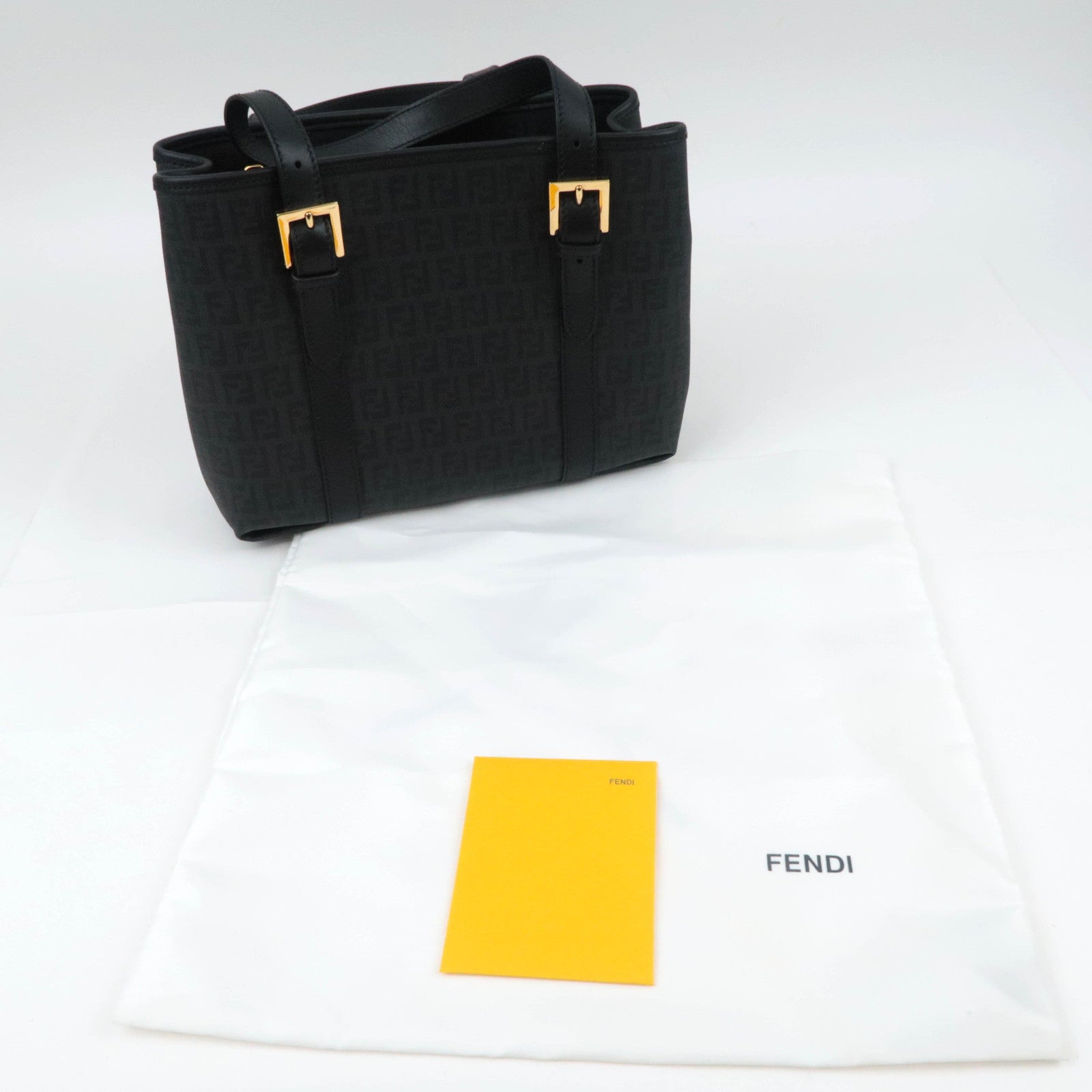 FENDI Zucchino PVC Leather Tote Bag Black 8BH237