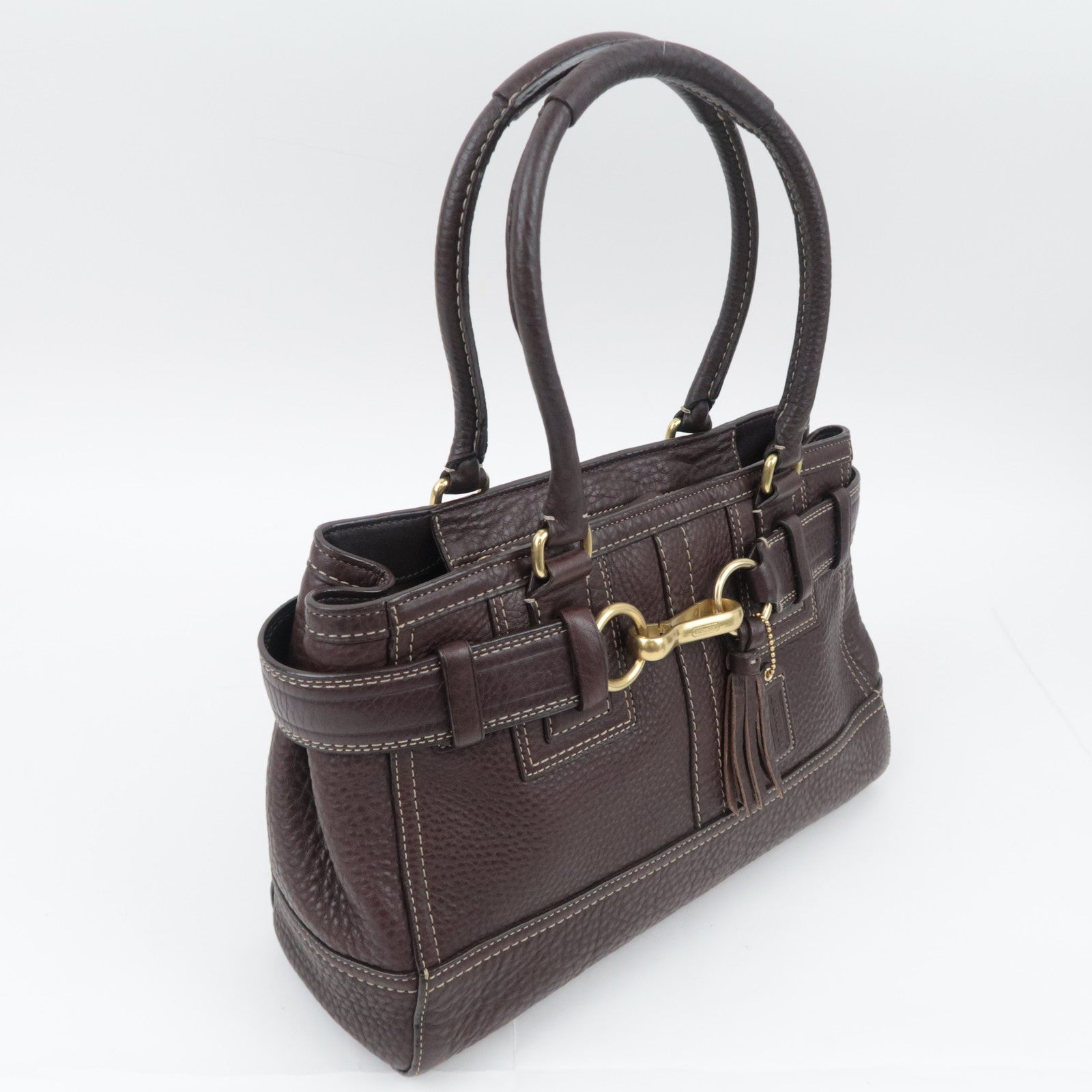 COACH Leather Shoulder Bag Brown 10212
