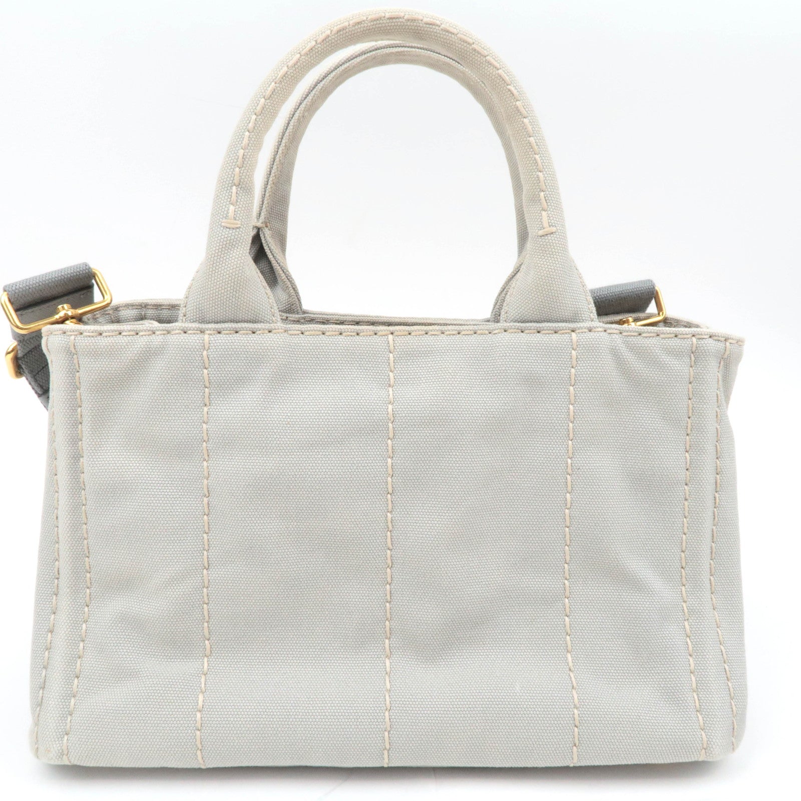 PRADA Canapa Mini 2Way Canvas Tote Bag Gray 1BG439