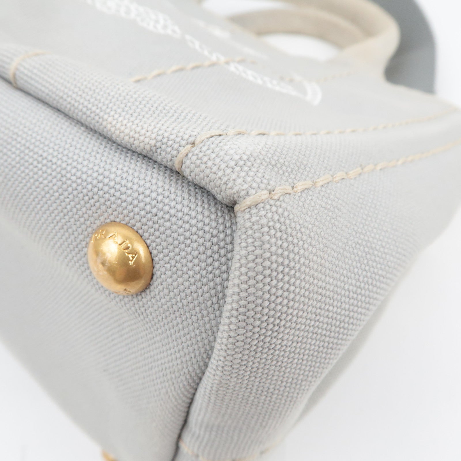 PRADA Canapa Mini 2Way Canvas Tote Bag Gray 1BG439