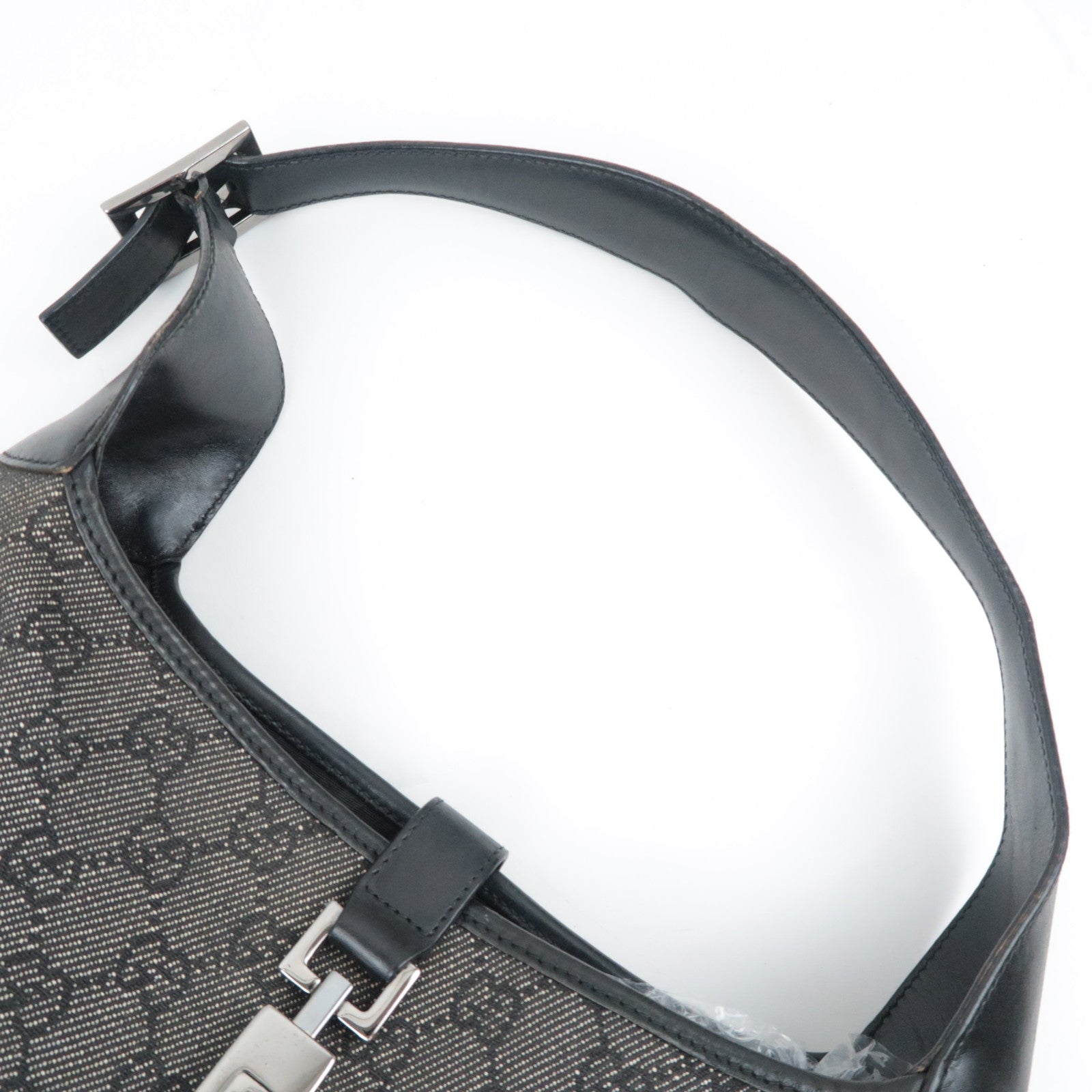 GUCCI Jackie GG Denim Shoulder Bag Black 00963