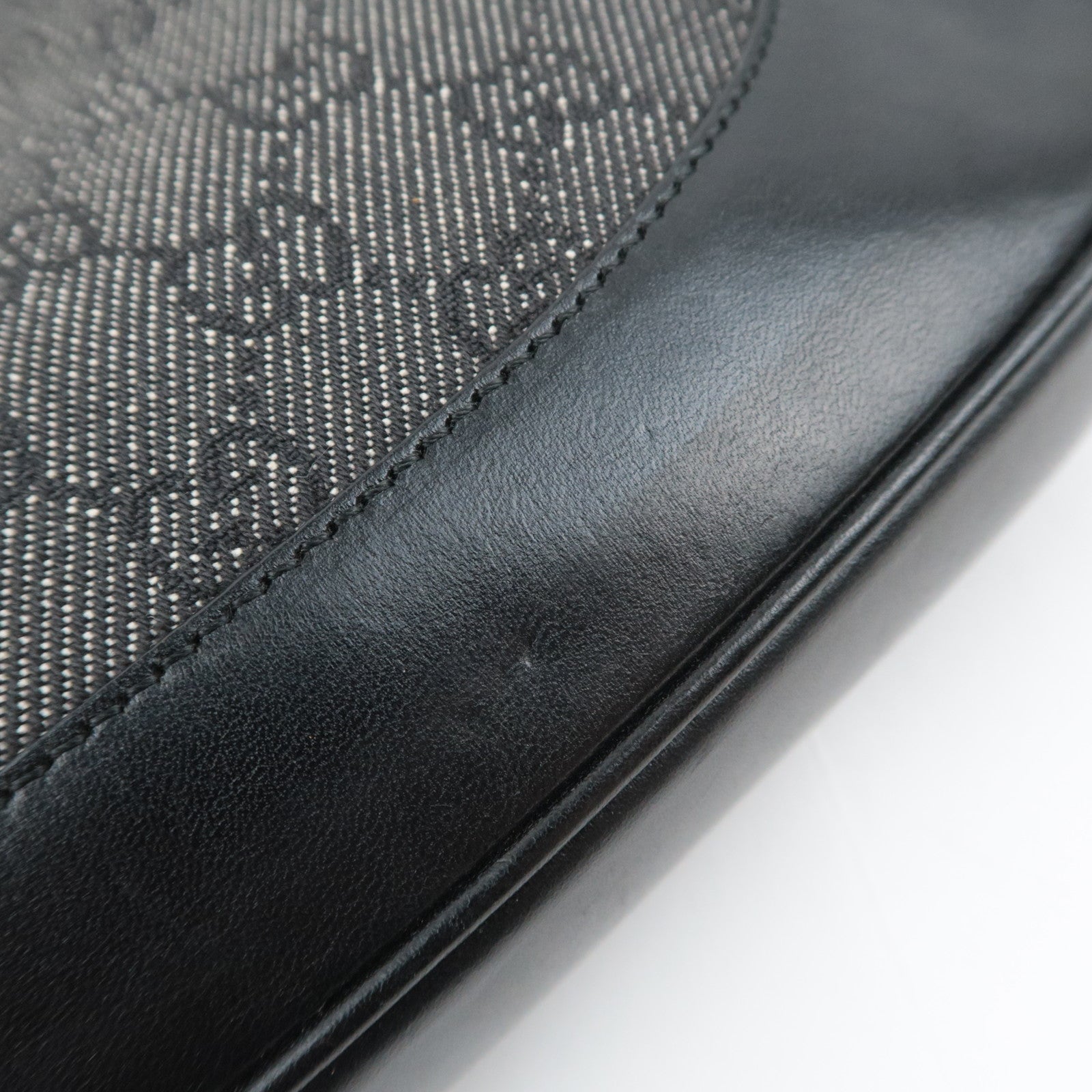 GUCCI Jackie GG Denim Shoulder Bag Black 00963