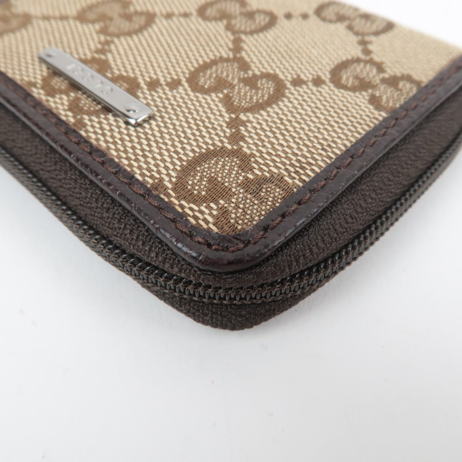 GUCCI GG Canvas Coin Case Beige Brown 115255