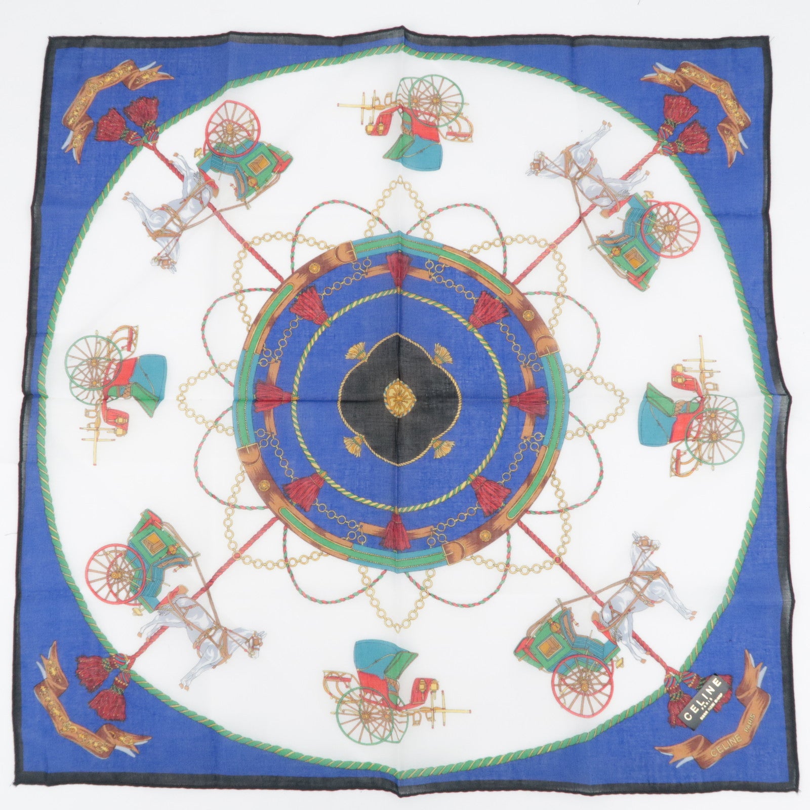CELINE Set of 5 Handkerchiefs Scarf 100% Cotton