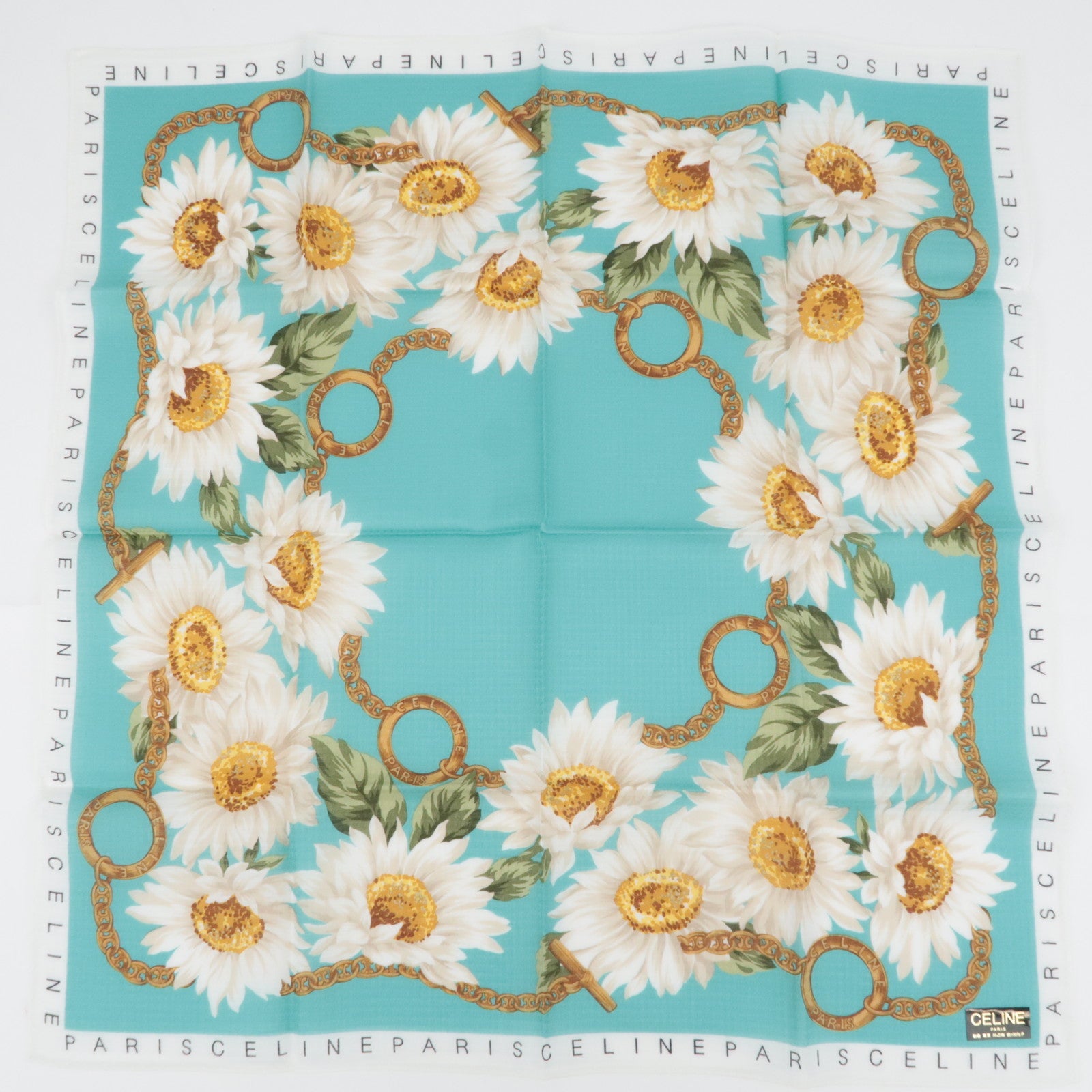 CELINE Set of 5 Handkerchiefs Scarf 100% Cotton