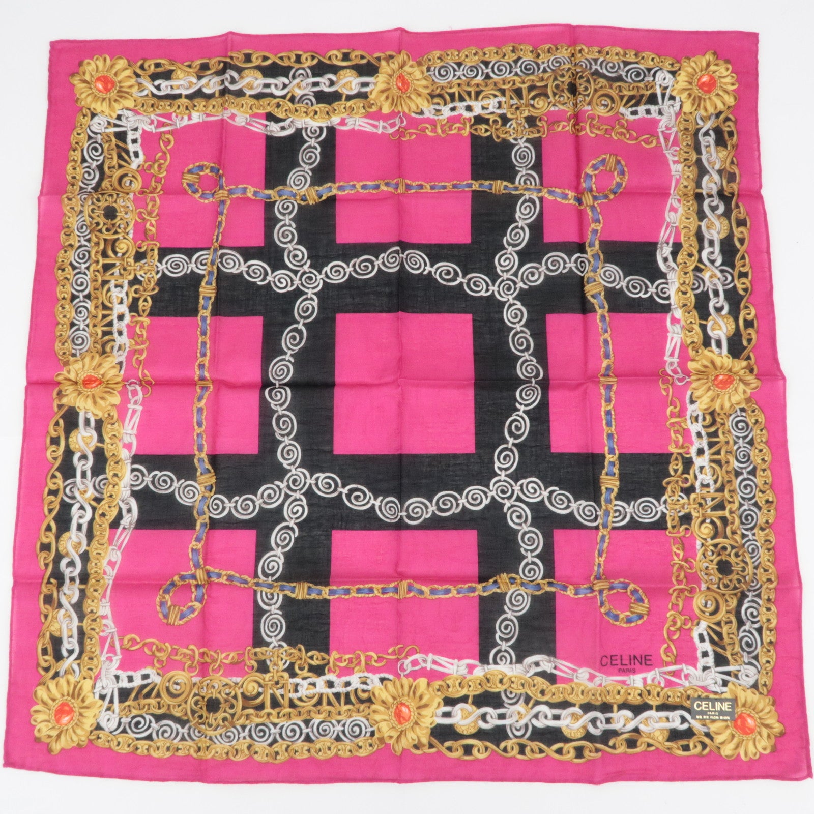 CELINE Set of 5 Handkerchiefs Scarf 100% Cotton
